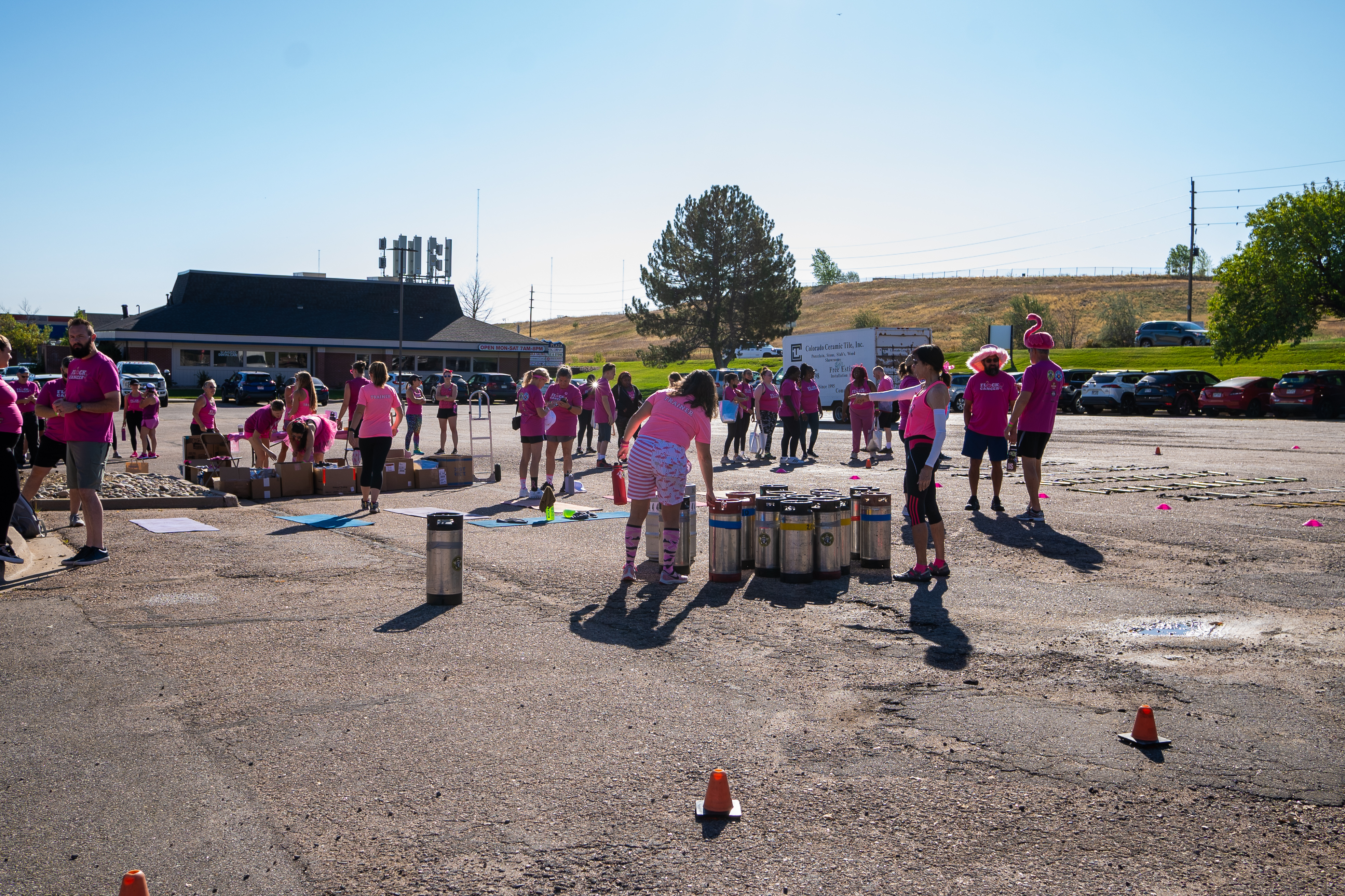 Participants get ready to workout at the Brewery Boot Camp for Breast Cancer 2024 in Centennial on Oct. 5, 2024. (Courtesy photo, Sunfire Photos)
