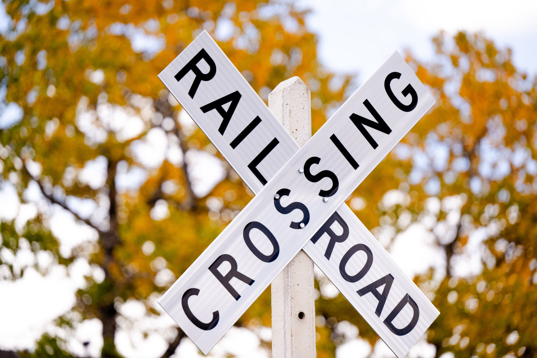 A railroad crossing sign for the Leadville Railroad is seen last month. (Parker Seibold, The Gazette)