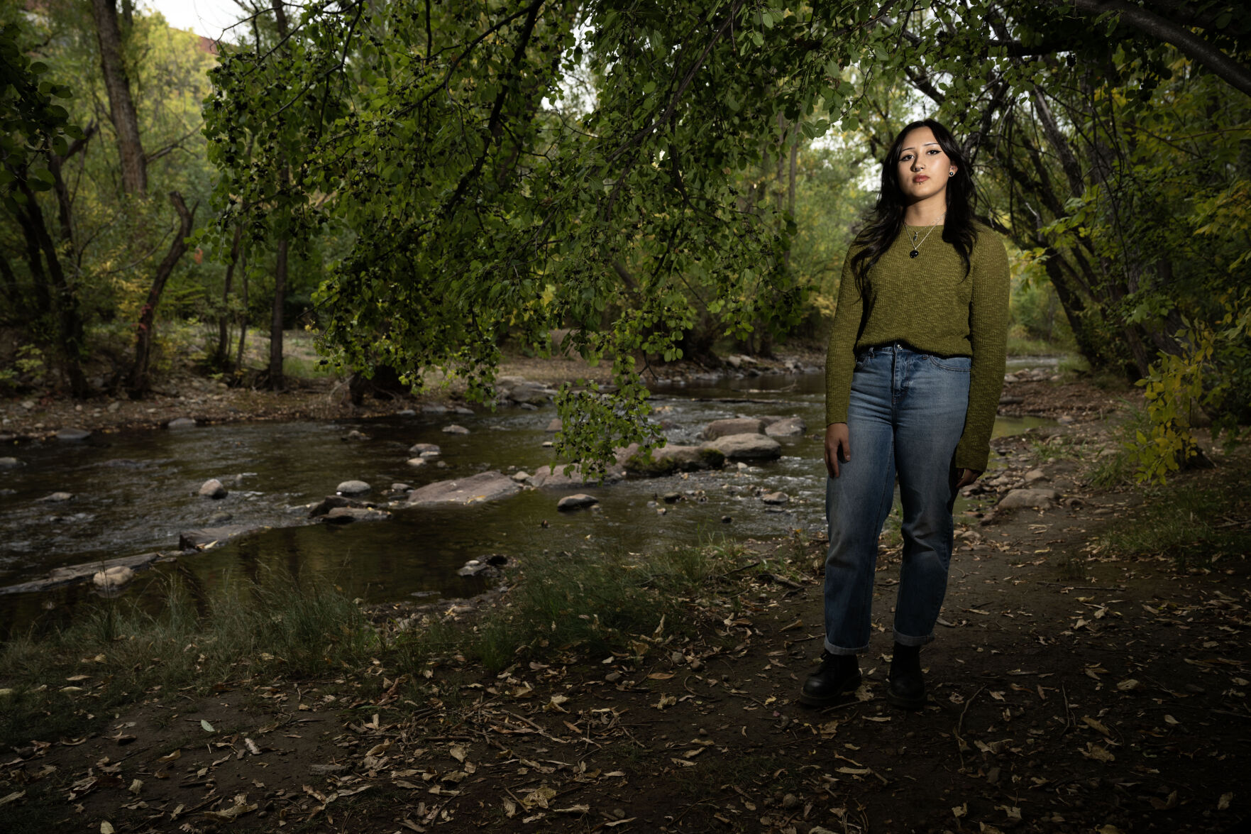 Alexandra Organa stands for a portrait near campus in Boulder this month. (Stephen Swofford, the Gazette)