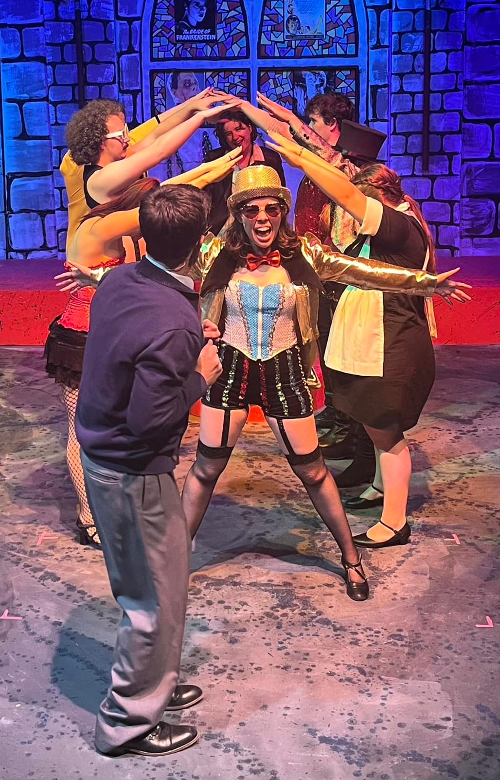 Rehearsal for StageDoor Theatre's 'The Rocky Horror Show, opening Friday in Conifer. (StageDoor Theatre)