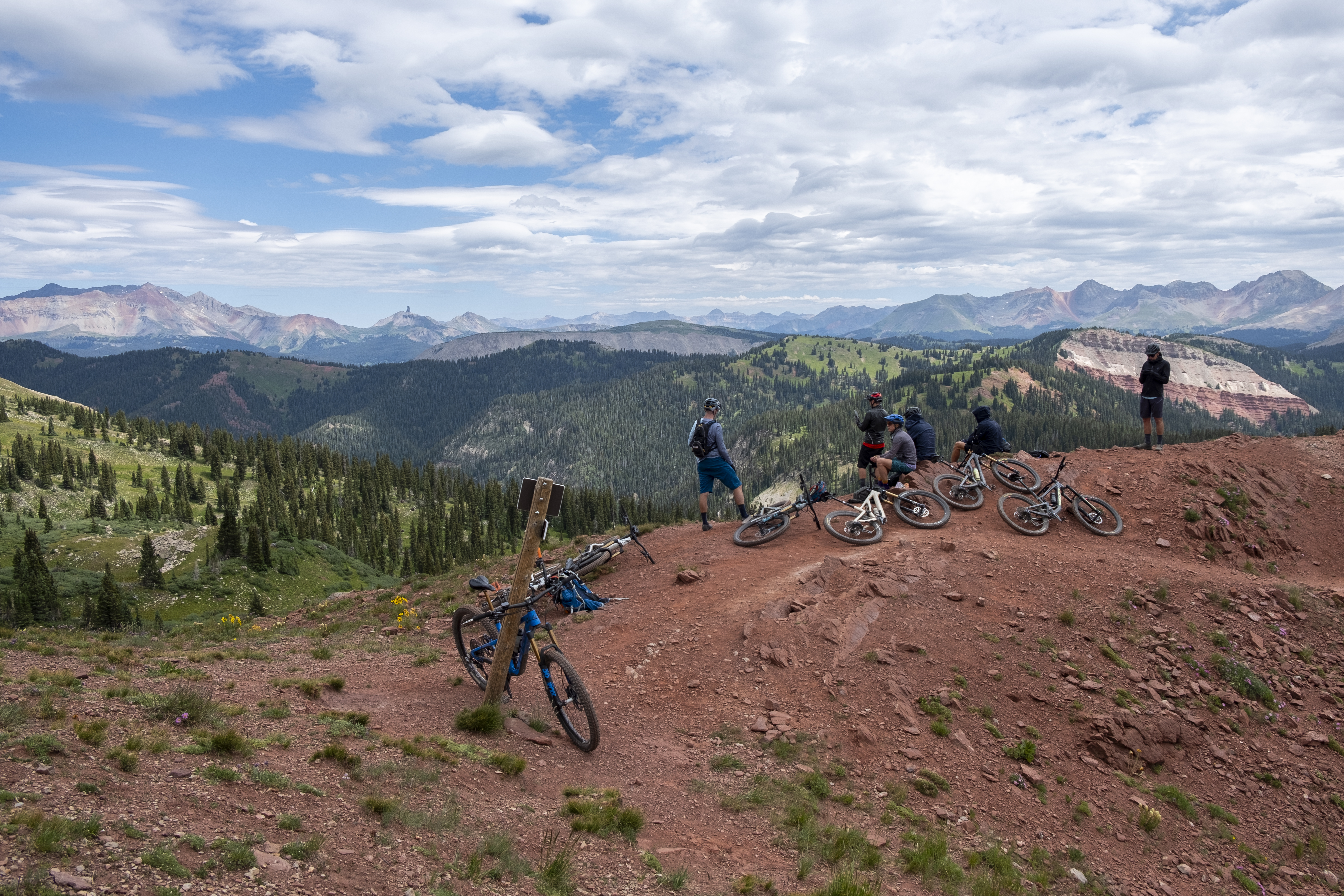 A group of mountain bikers rest atop Blackhawk Pass, as seen on Monday, July 29, 2024, which is the high point of Segment 26 of the Colorado Trail. Segment 26 takes riders from Bolam Pass Road to Hotel Draw Road over Blackhawk Pass, where the views of the central and northern San Juan Mountains are top notch. (JonathanIngrahamDigital Strategistjonathan.ingraham@denvergazette.comhttps://denvergazette.com/content/tncms/avatars/c/dd/7f0/cdd7f086-b693-11ec-b373-bba598953eb6.fc0f5608a6f1144f64f080f771bd904d.png)