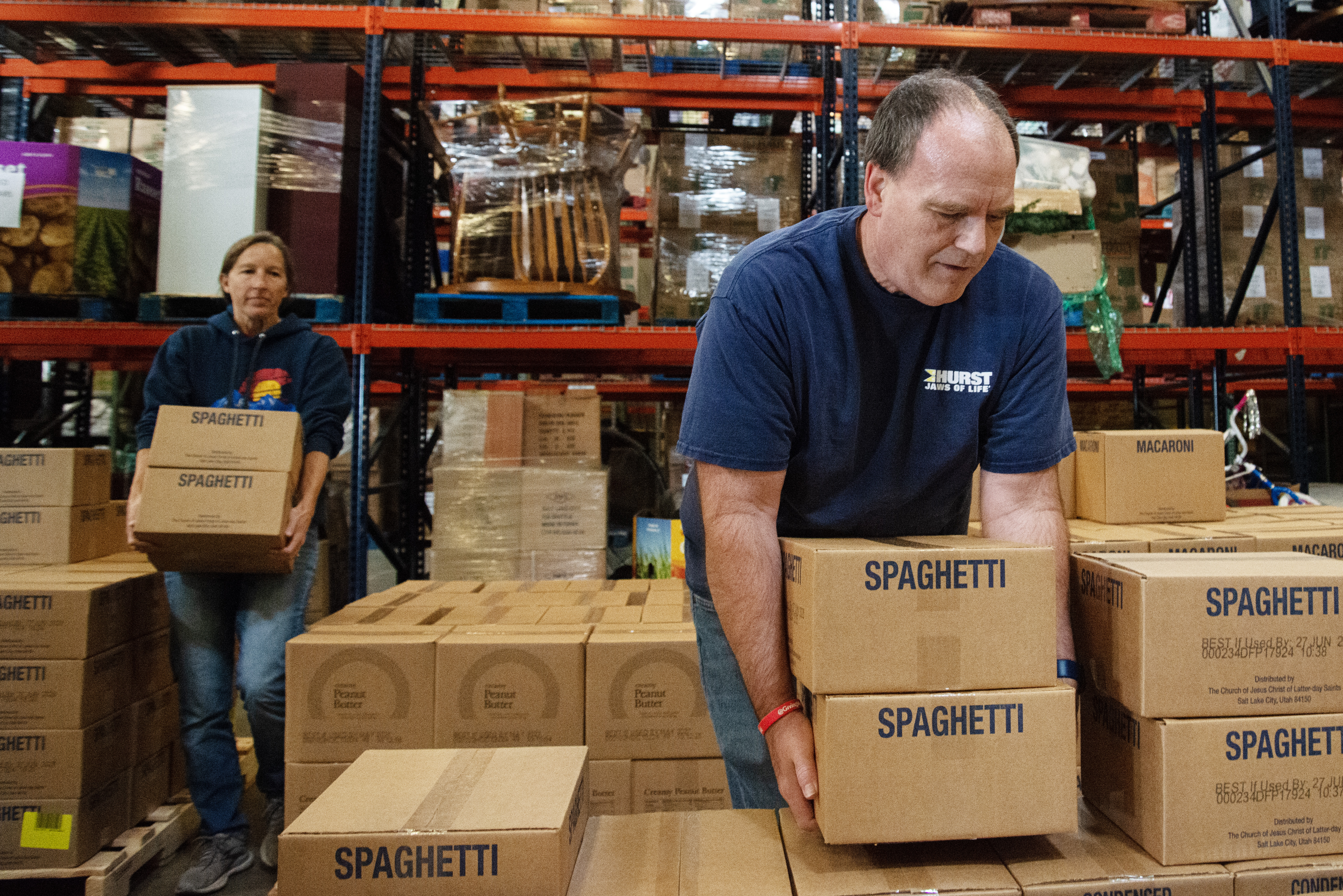 Trey Holst, right, and Kylee Farnsworth help distribute boxes of food items to local charitable organizations at a Salvation Army warehouse in Aurora, Colo. on Thursday, Oct. 24, 2024. (TomHellauerMultimedia Producertom.hellauer@denvergazette.comhttps://denvergazette.com/content/tncms/avatars/f/9e/622/f9e6228a-3b6b-11ed-bf10-fbb71fa8e421.f54b911252c540f1d61709edc4727a39.png)