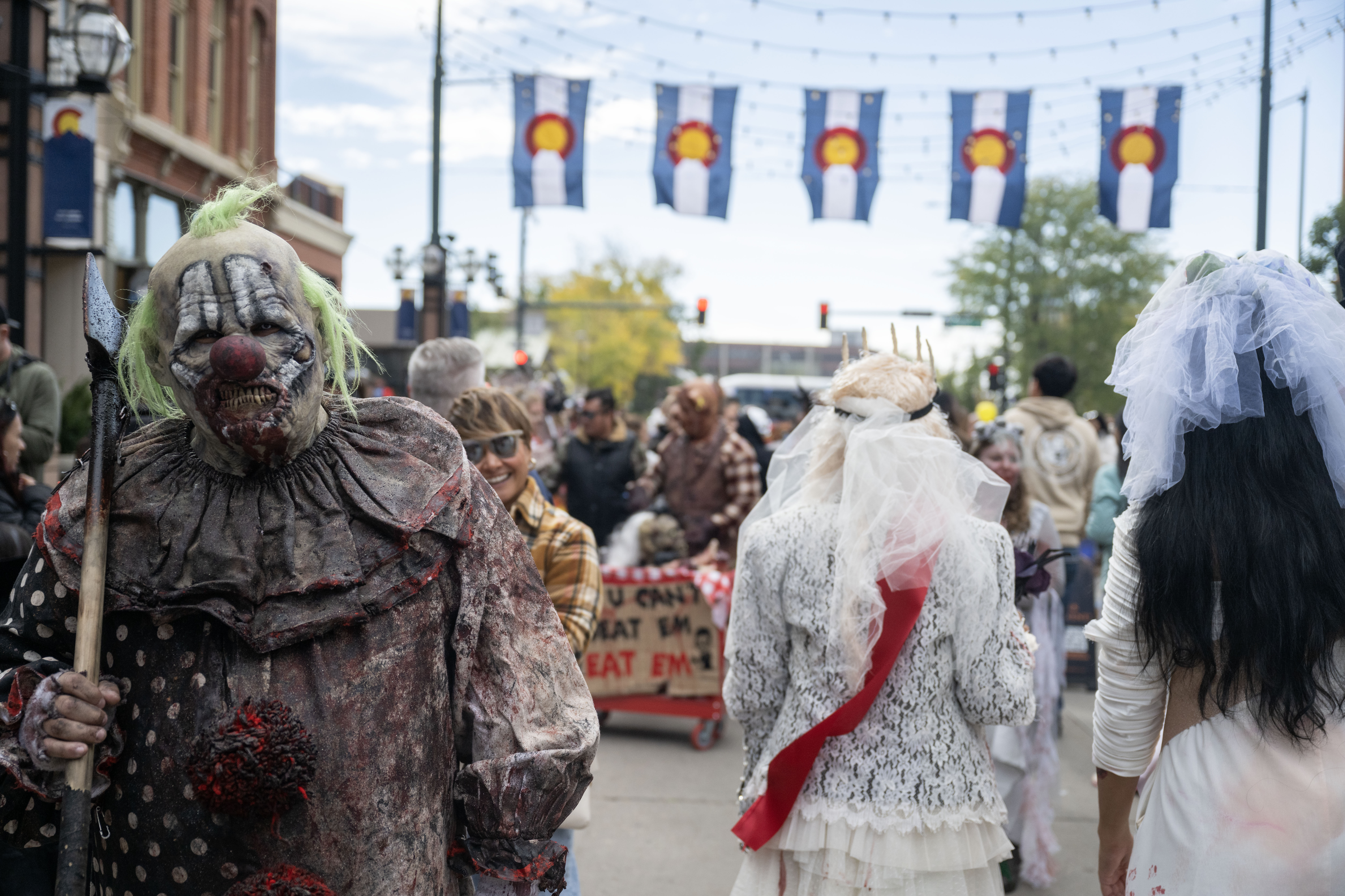 Zombies wander through Larimer Square during the Denver Zombie Crawl on Saturday, Oct. 19, 2024. (Stephen Swofford, Denver Gazette) (StephenSwoffordPhotographerstephen.swofford@gazette.comhttps://secure.gravatar.com/avatar/1ddcaf11c5d70eaa58546ddc4e038687?d=mm&r=g)