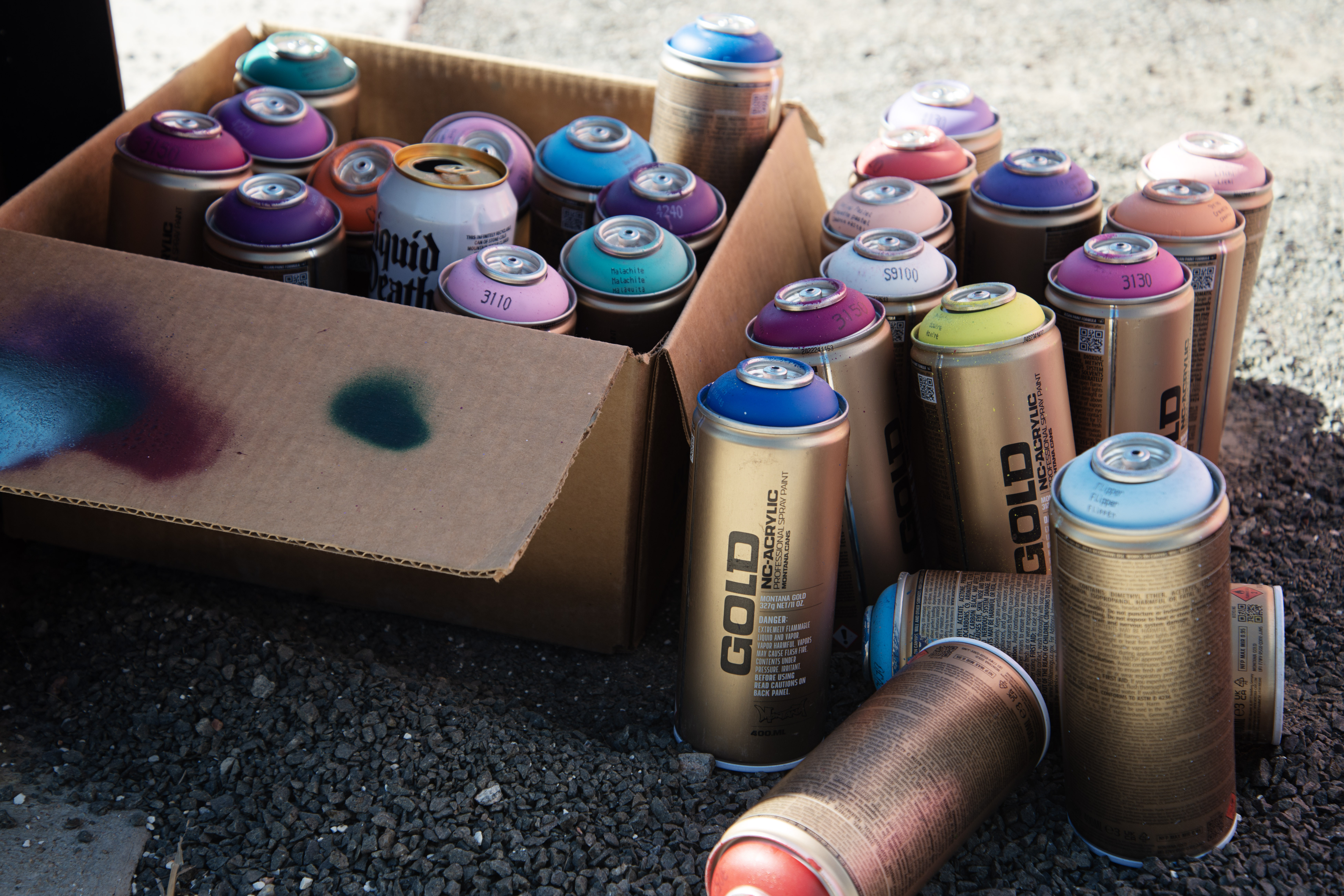 Spray paint canisters rest to the side as artists in the second annual Denver Walls mural festival held in Denver's RiNo neighborhood paint their pieces on Wednesday, Oct. 2, 2024. (TomHellauerMultimedia Producertom.hellauer@denvergazette.comhttps://denvergazette.com/content/tncms/avatars/f/9e/622/f9e6228a-3b6b-11ed-bf10-fbb71fa8e421.f54b911252c540f1d61709edc4727a39.png)