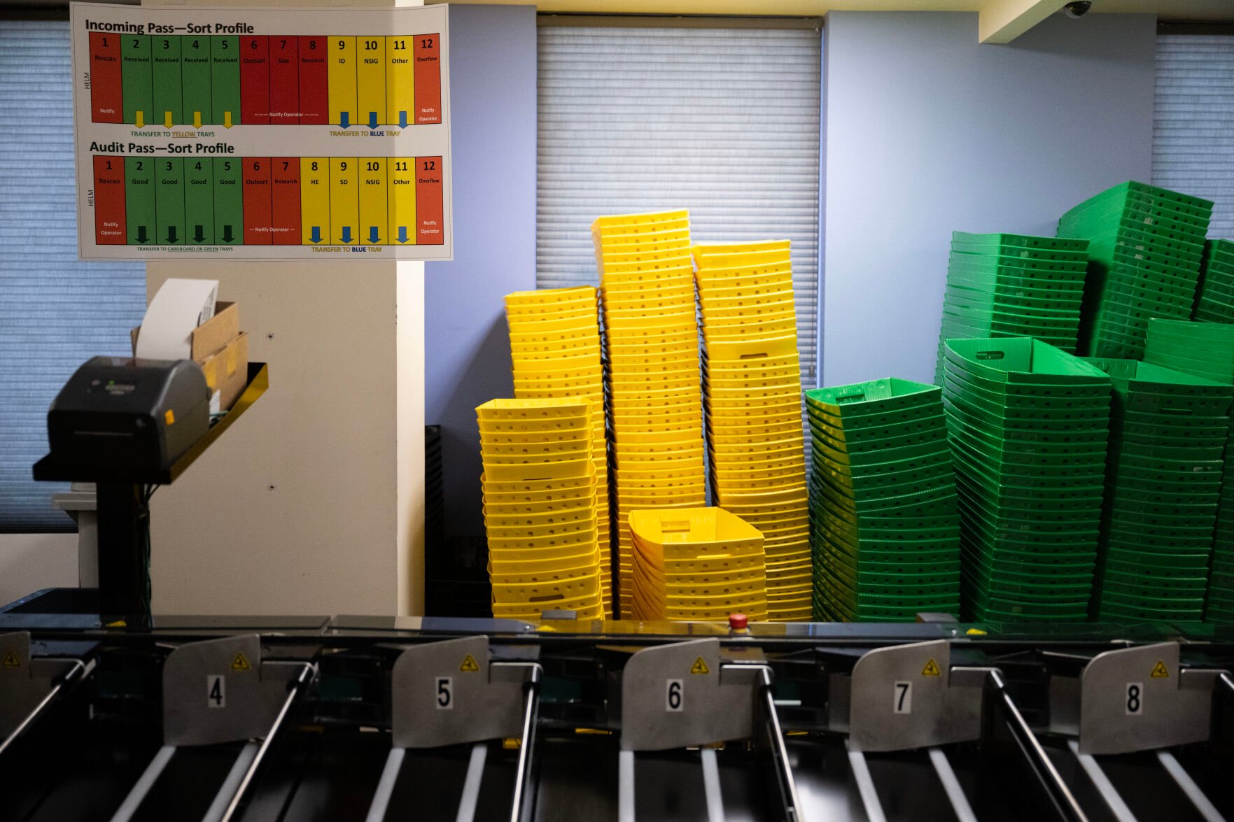 An automatic signature machine, used for initial signature verification before being sent to judges for more detailed analysis, sits in wait at the Denver elections office on Wednesday, Oct. 2, 2024 as workers prepare for the upcoming presidential election (Stephen Swofford, Denver Gazette) (StephenSwoffordPhotographerstephen.swofford@gazette.comhttps://secure.gravatar.com/avatar/1ddcaf11c5d70eaa58546ddc4e038687?d=mm&r=g)