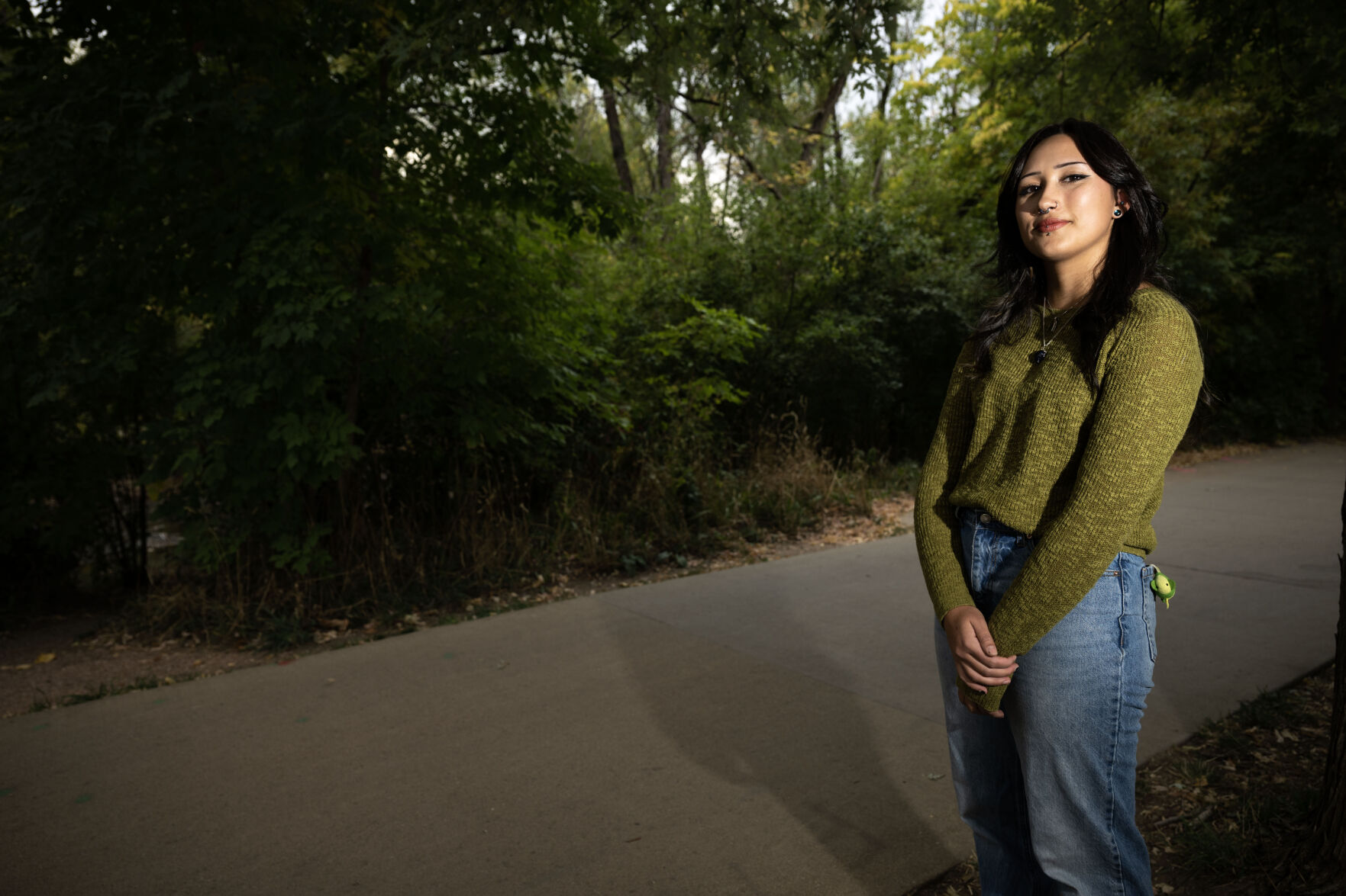 Alexandra Organa sits for a portrait near campus in Boulder on Oct. 10. (Stephen Swofford, the Gazette)