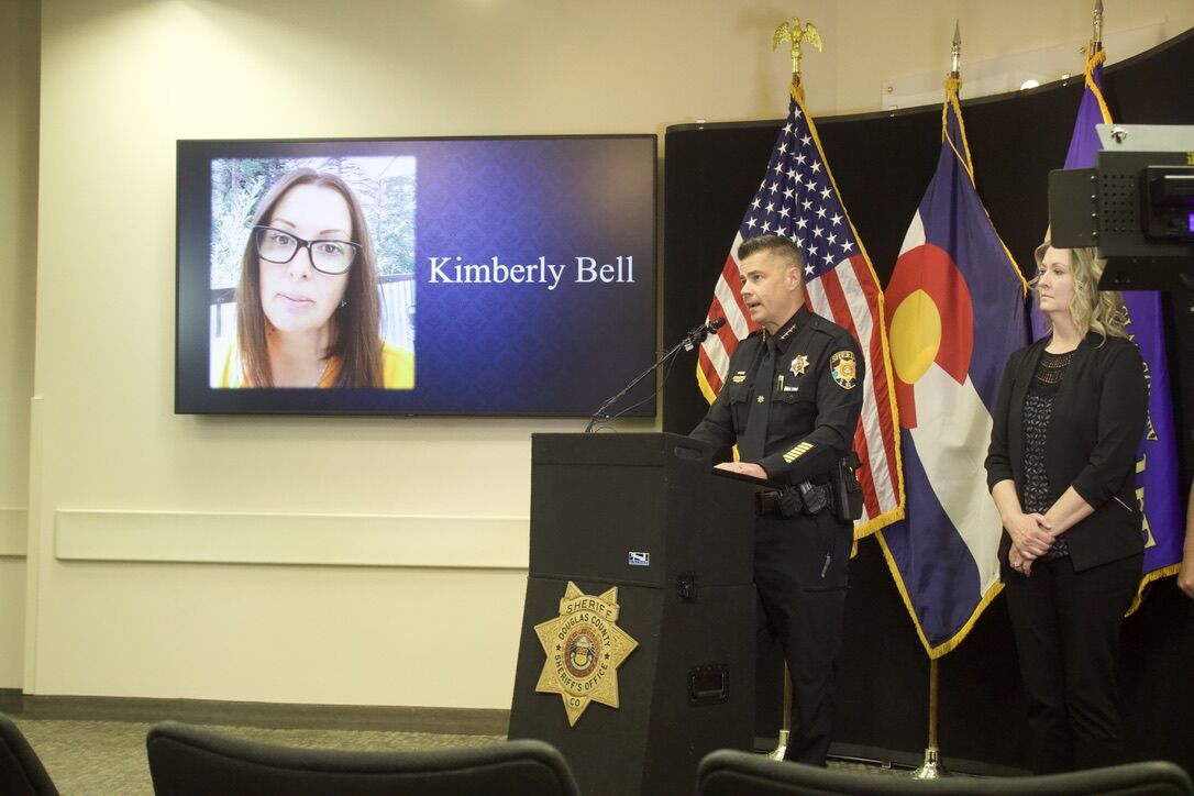 Douglas County Sheriff Darren Weekly stands next to a photo of Kimberly Bell while announcing the arrests of two suspects in her alleged murder from a 2019 cold case at the Douglas County Sheriff's Office on Tuesday, Oct. 15 in Castle Rock, Colorado. (NoahFestensteinCity Government Reporternoah.festenstein@denvergazette.comhttps://denvergazette.com/content/tncms/avatars/9/f0/326/9f032698-379f-11ee-8053-8bacbed4931f.60984dba383441d9647e0e740a08a8e6.png)