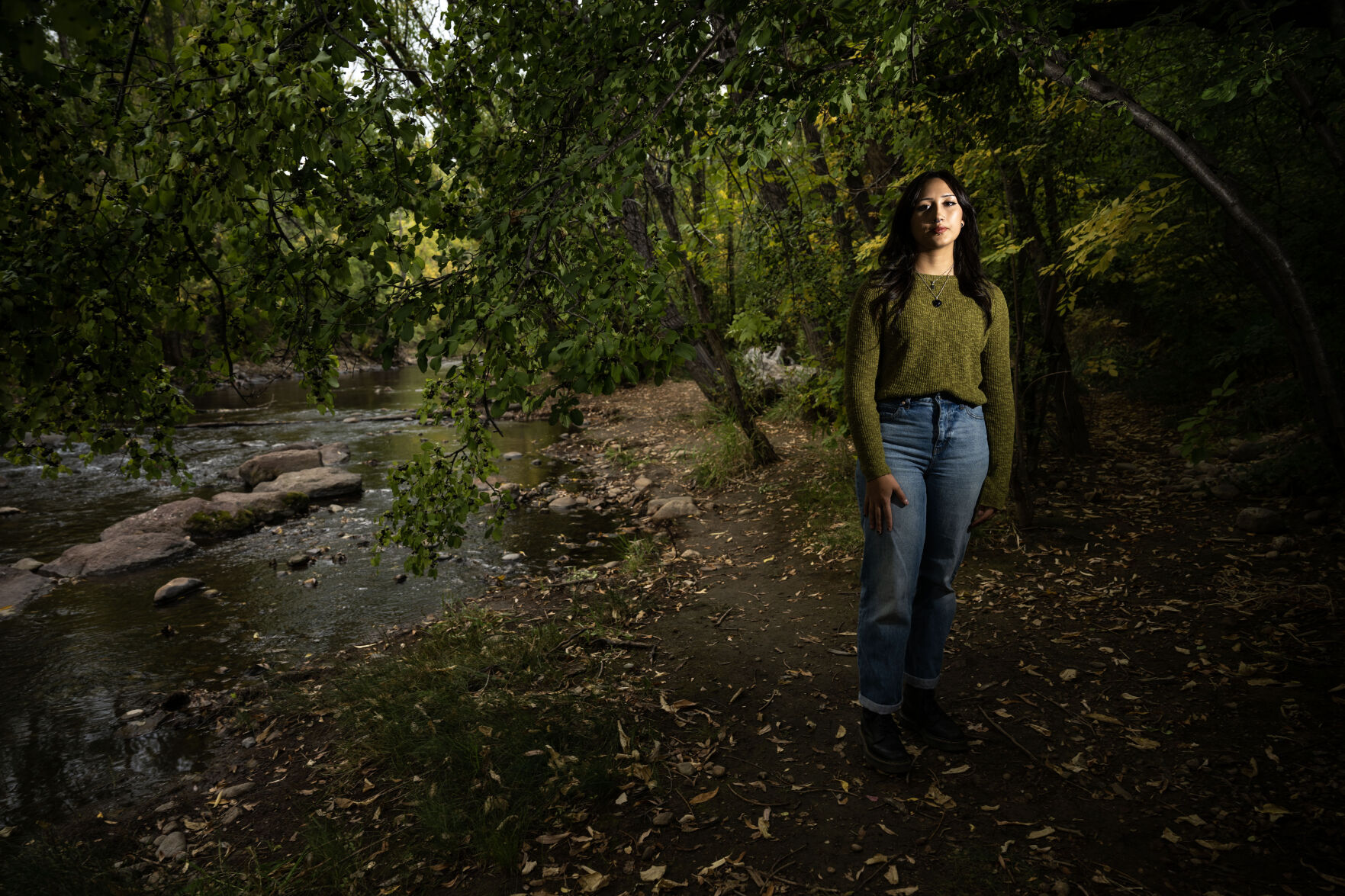 Alexandra Organa poses for a portrait near campus in Boulder on Oct. 10. (Stephen Swofford, the Gazette)