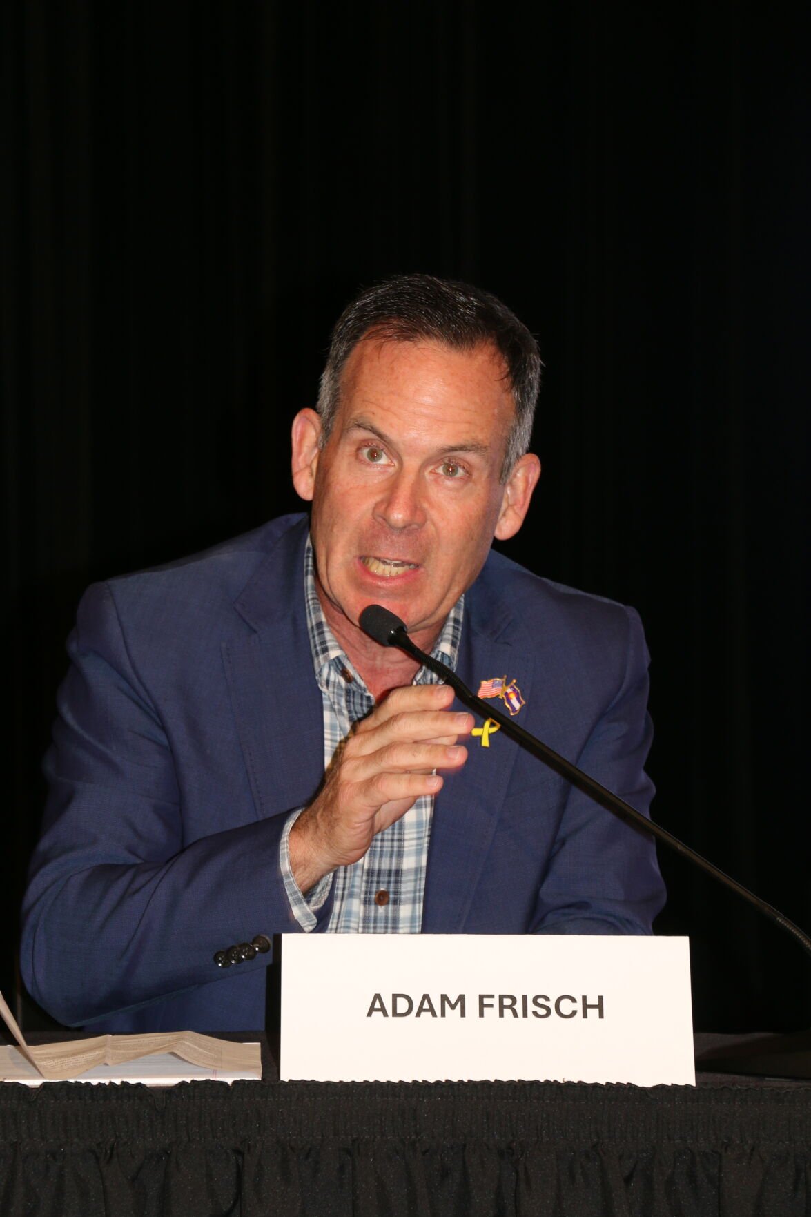 Democratic candidate Adam Frisch answers a question during the Congressional District 3 debate on Sept. 30 at Pueblo Community College. (Thelma Grimes)