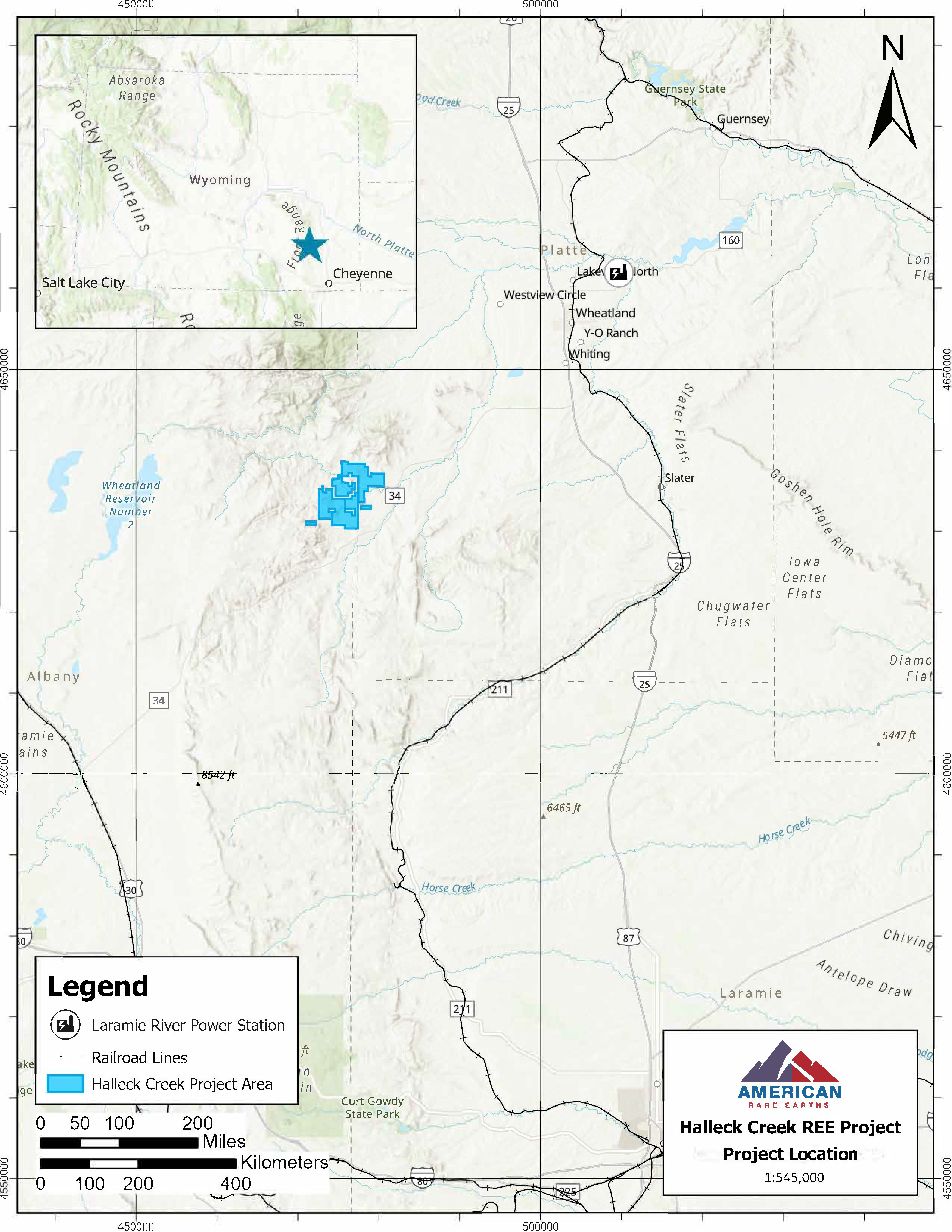 Location map of the Wyoming Rare Inc. Cowboy State Mine. (Courtesy of Wyoming Rare Inc.)