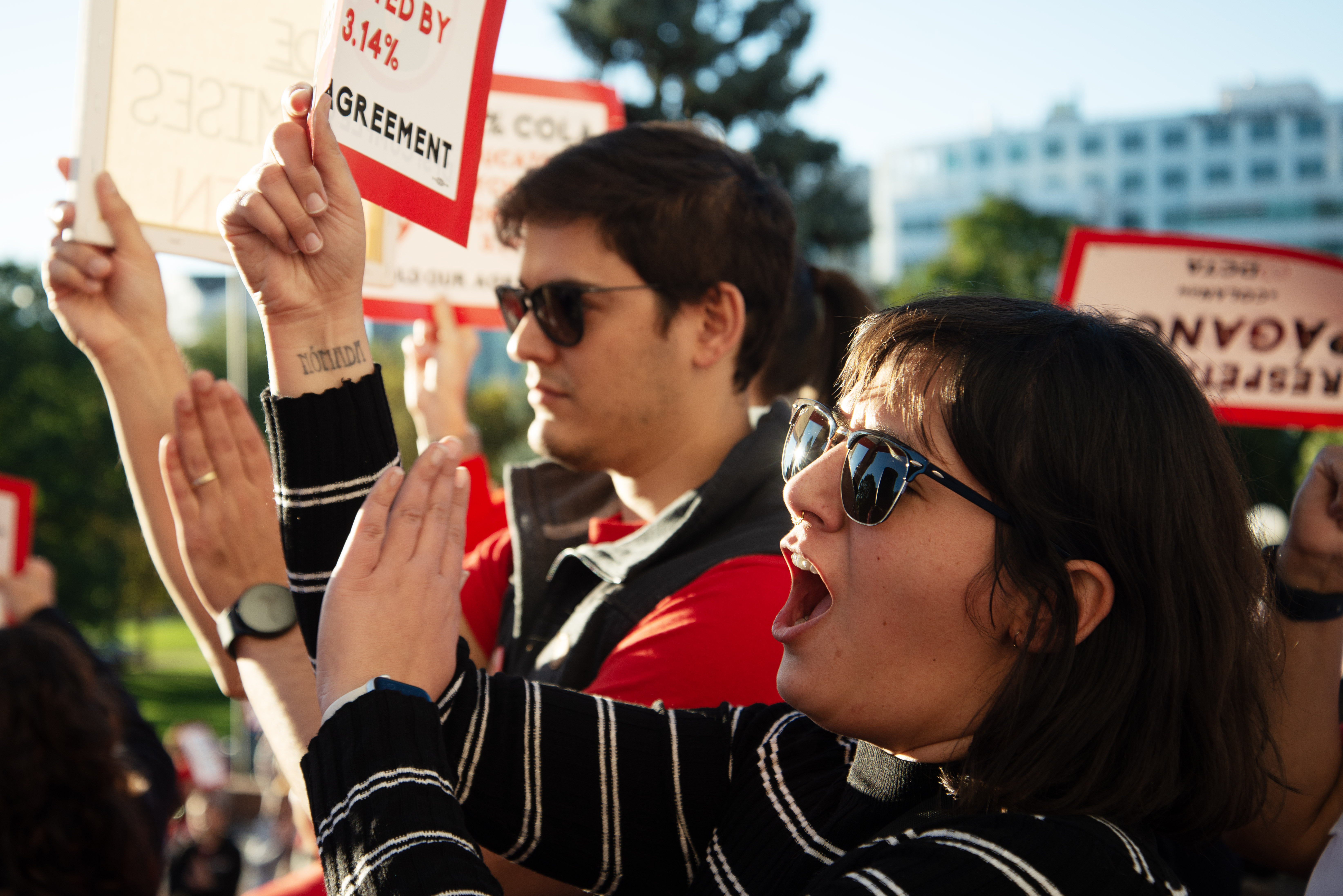 Carmela Zabala, right, and her brother, Francisco Zabala, chant with other educators, members of the Denver Teachers Classroom Association and other supporters at a rally and march to the Denver Public Schools Emily Griffith Campus during a school board meeting to protest an agreed upon cost of living raise agreement from 2022 the school district has yet to honor on Monday, Oct. 21, 2024. (TomHellauerMultimedia Producertom.hellauer@denvergazette.comhttps://denvergazette.com/content/tncms/avatars/f/9e/622/f9e6228a-3b6b-11ed-bf10-fbb71fa8e421.f54b911252c540f1d61709edc4727a39.png)
