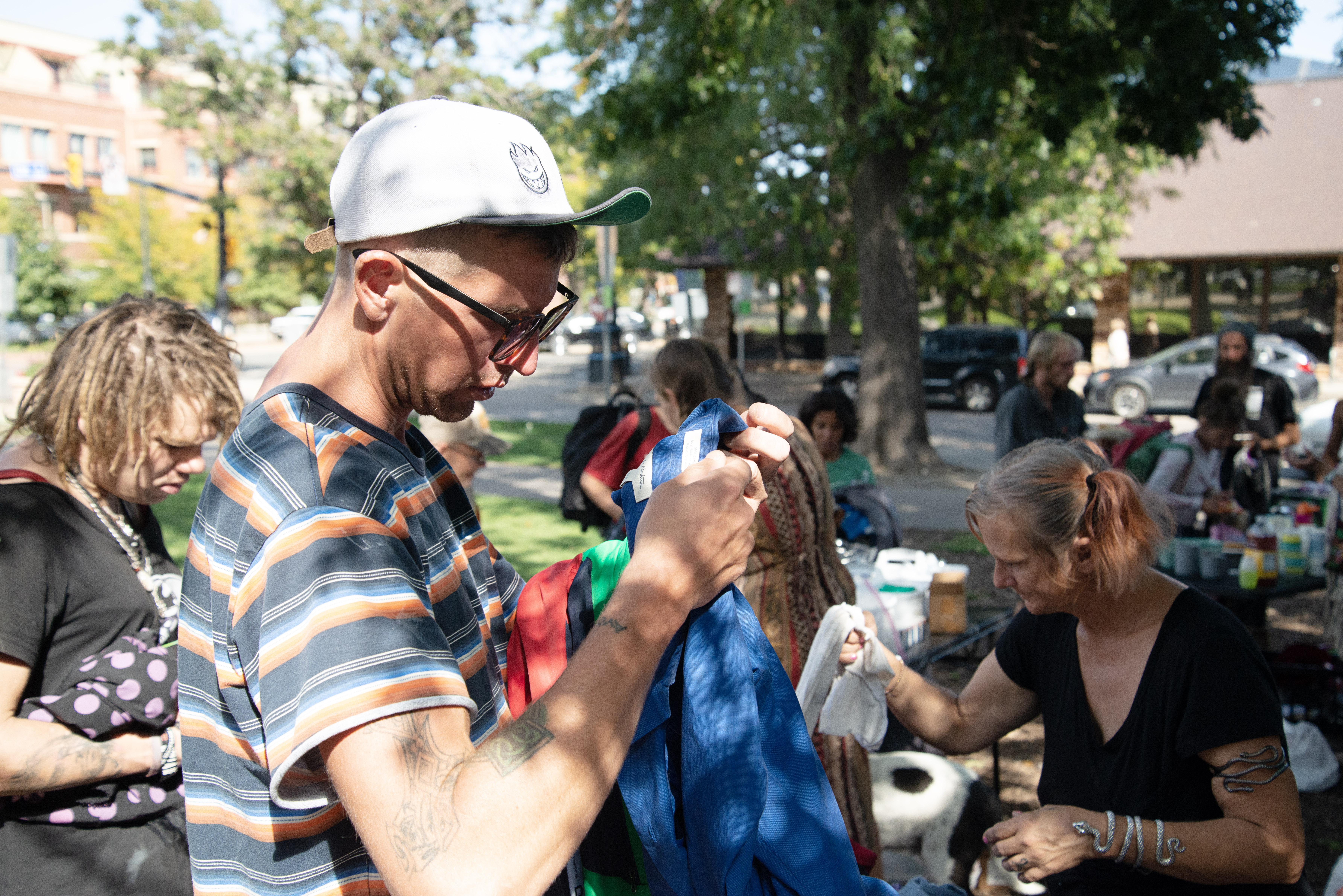 From left, Nikki Waldron and Mike (no last name given) check out clothing items available for taking from Christine Nowak and other members of Streetscape Boulder, a nonprofit providing essential items to the needy, in downtown Boulder, Colo. on Friday, Oct. 27, 2024. (TomHellauerMultimedia Producertom.hellauer@denvergazette.comhttps://denvergazette.com/content/tncms/avatars/f/9e/622/f9e6228a-3b6b-11ed-bf10-fbb71fa8e421.f54b911252c540f1d61709edc4727a39.png)