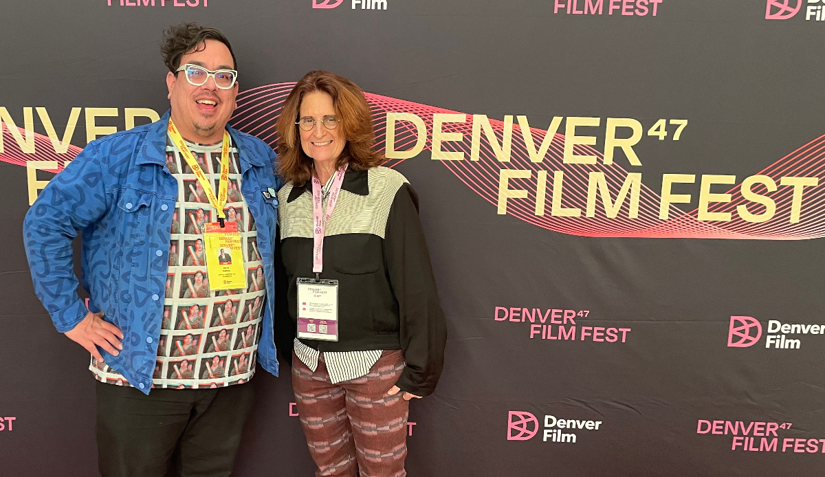 Sie Film Center Artistic Director Keith J. Garcia with Prudence Fenton, who spoke Mondayafter a screening of 