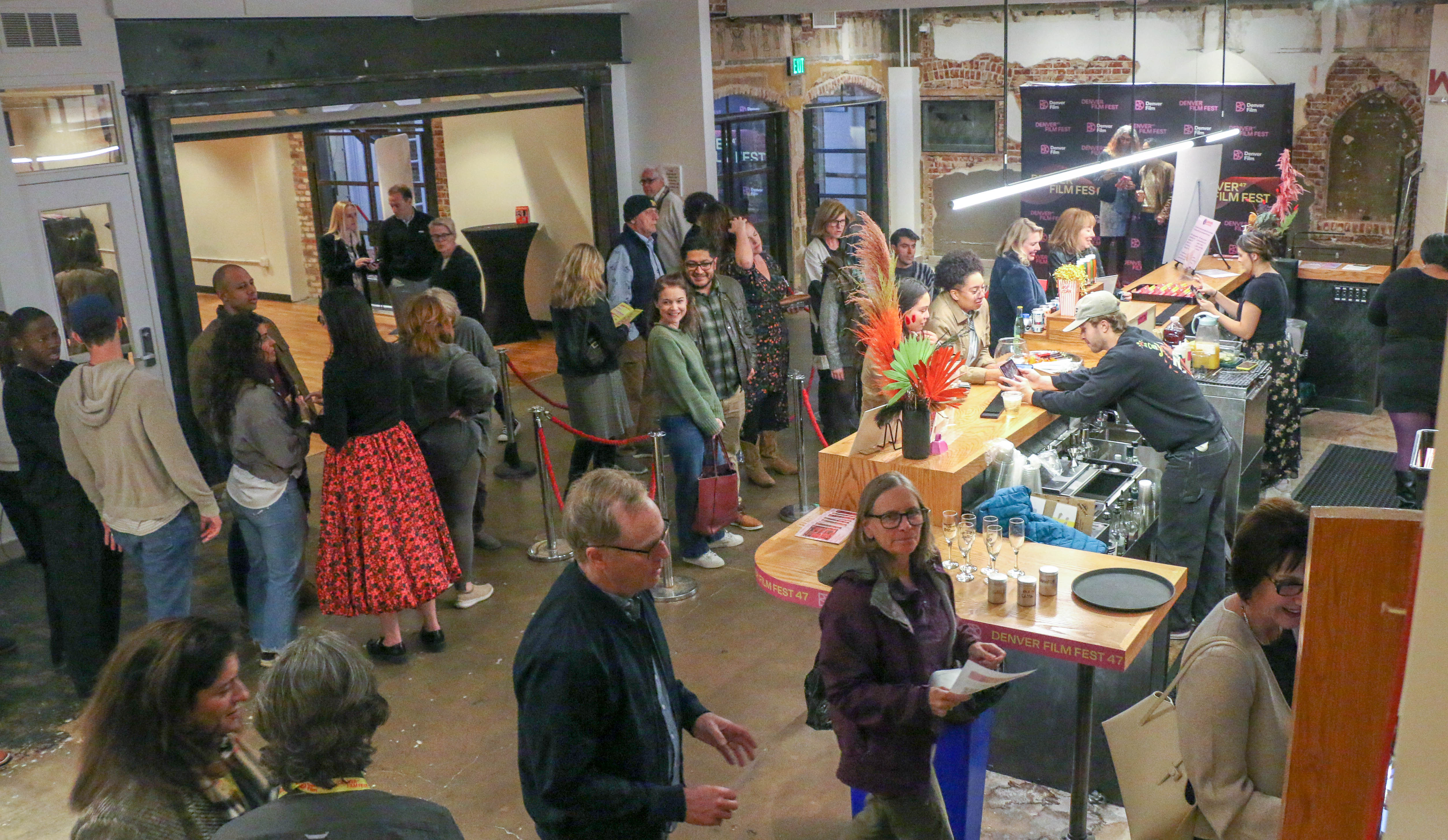 The scene from the lobby of MCA Denver's Holiday Theater, one of the hubs of the 2024 Denver Film Festival, on Nov. 2, 2024. (JOHN MOORE/DENVER GAZETTE)
