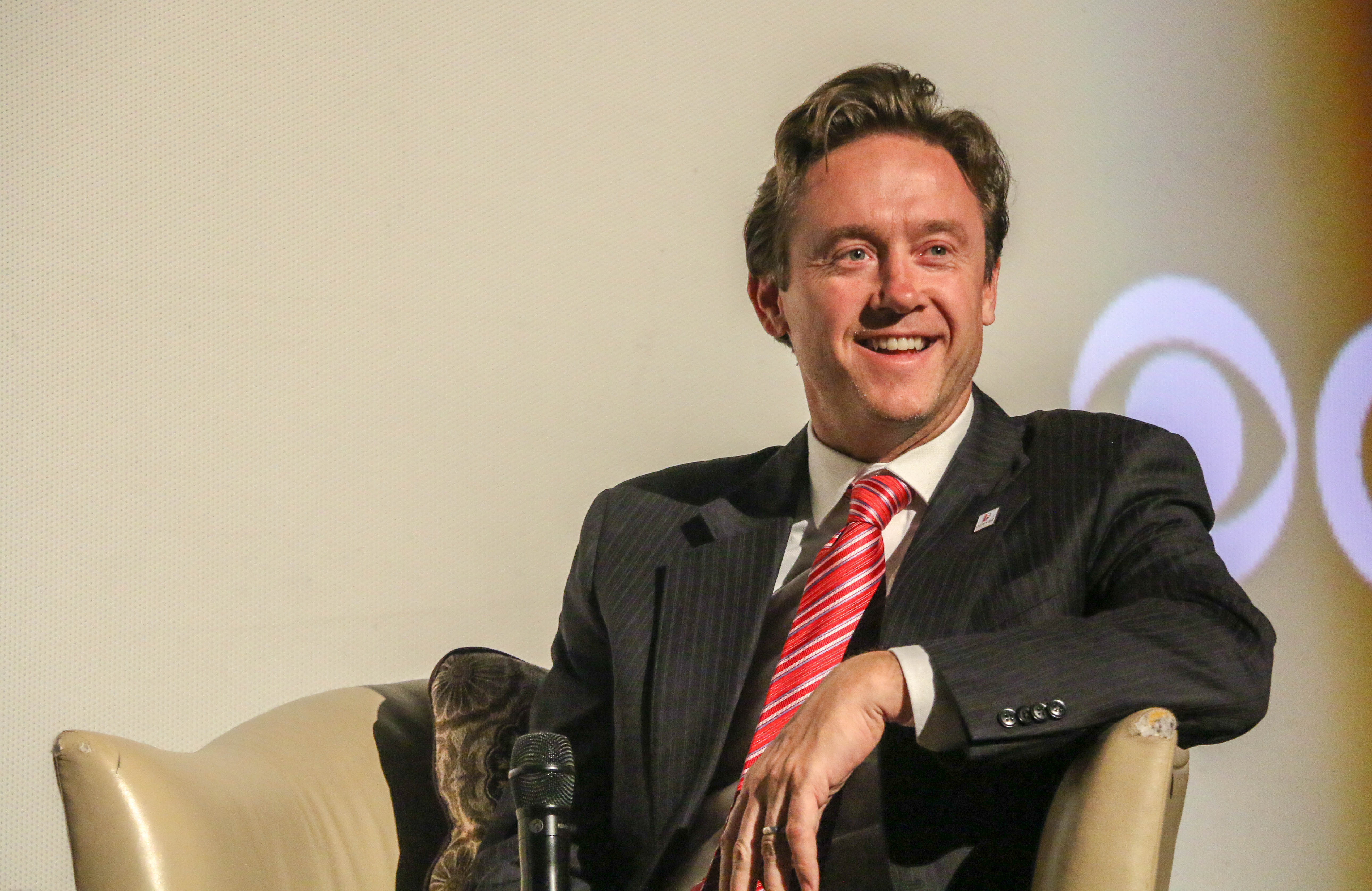 Denver Mayor Mike Johnston, right, moderates a talkback with Kevin Flynn and executive producer Kate Susman after a Denver Film Festival screening of 