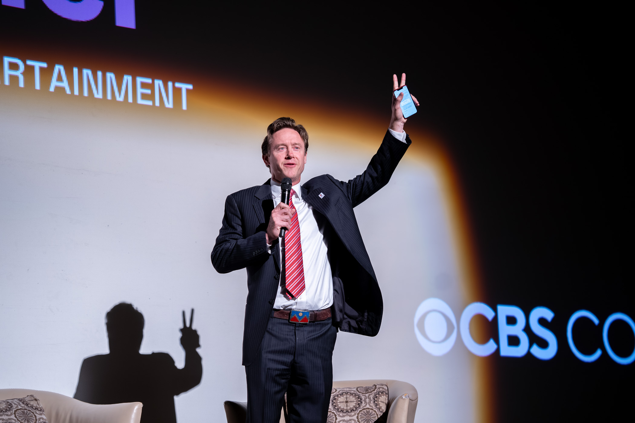 Denver Mayor Mike Johnston moderates a talkback after a Denver Film Festival screening of 