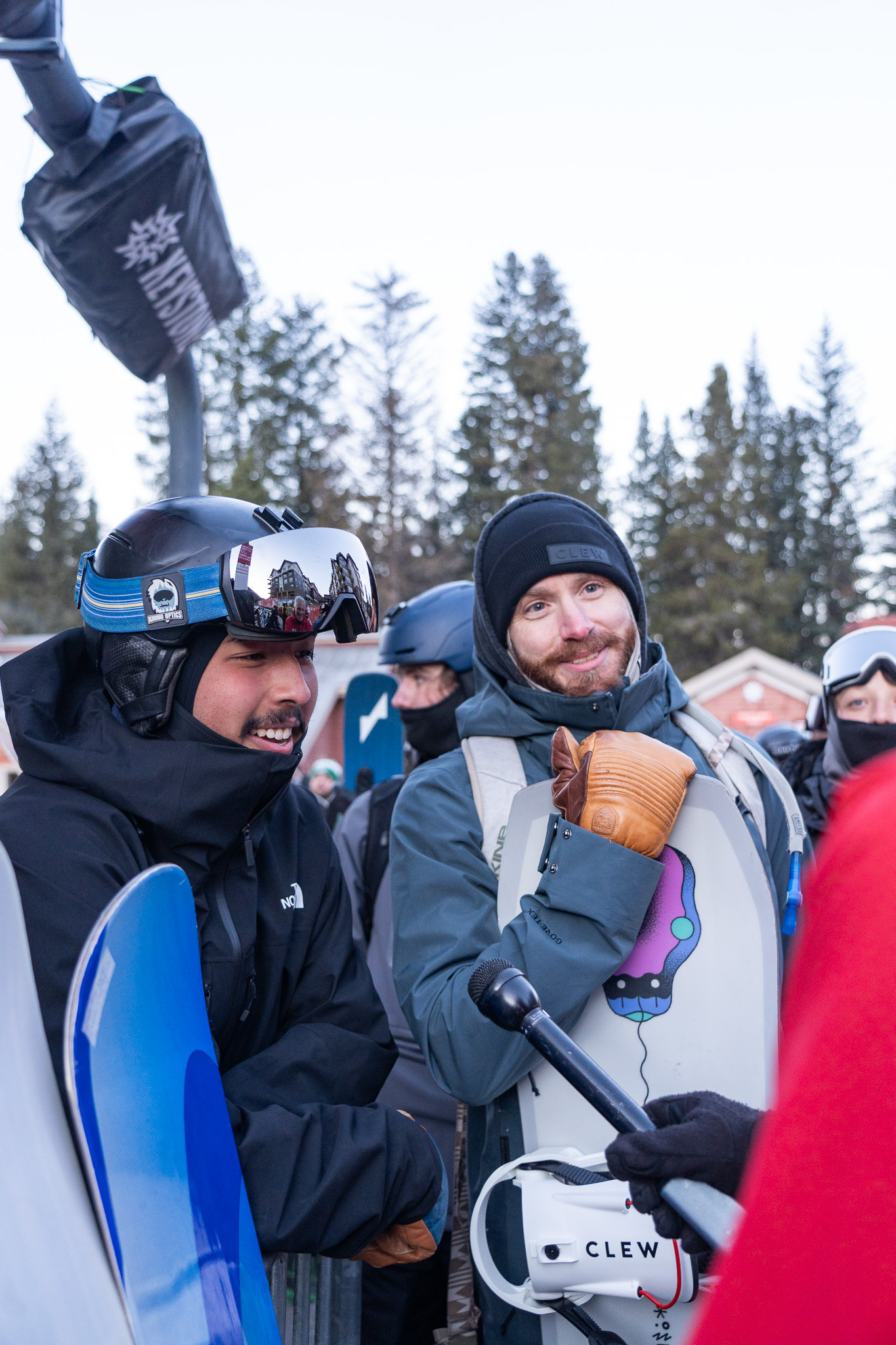 People wait to board the chairlift on opening day Saturday, Nov. 2 ,2024 at Keystone Resort at Keystone, Colorado. (Courtesy, Katie Young, Keystone Resort)