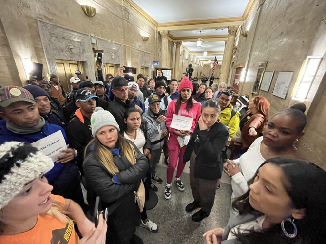 Outside Council Chambers - Immigrants