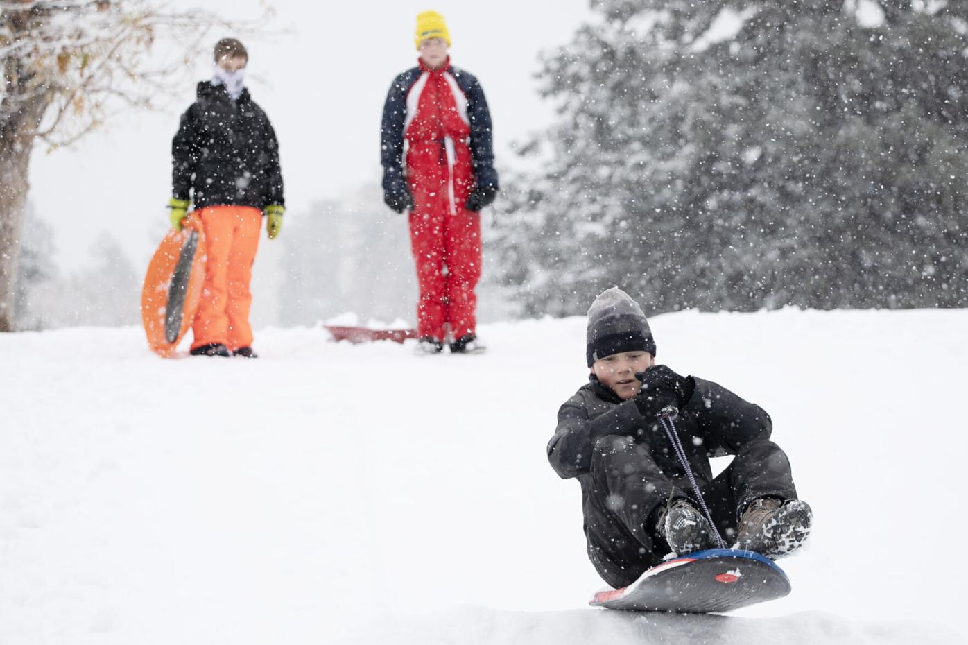 Grant Roesler sleds over a jump