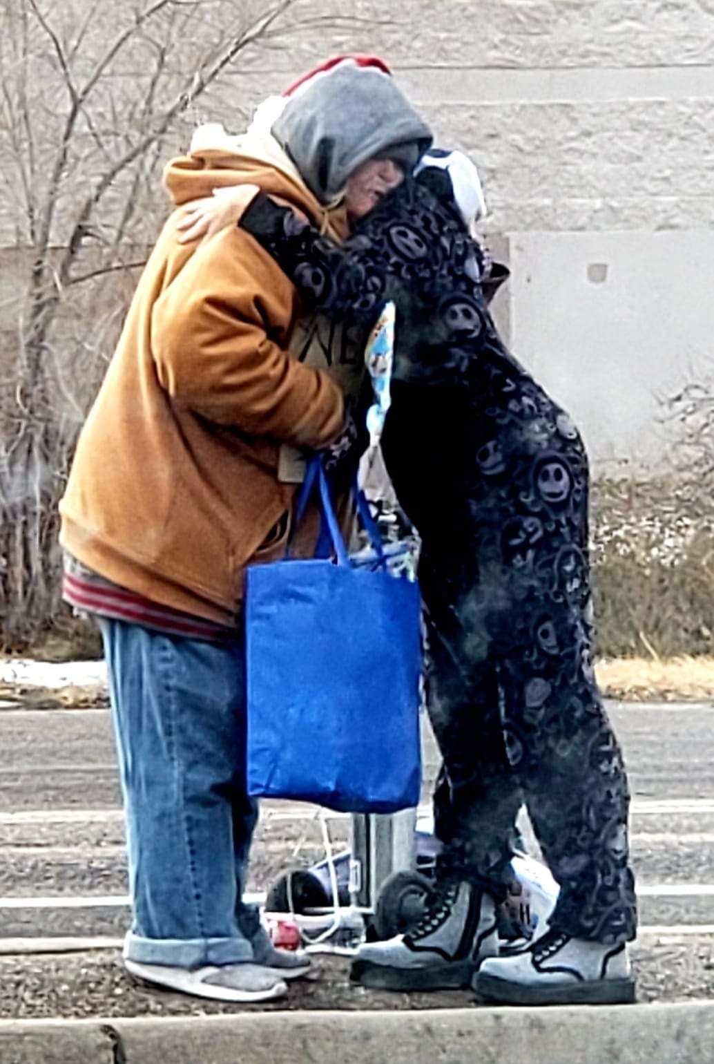 During a recent trip to give supplies to the homeless, an elderly woman asked Ashley for a hug.