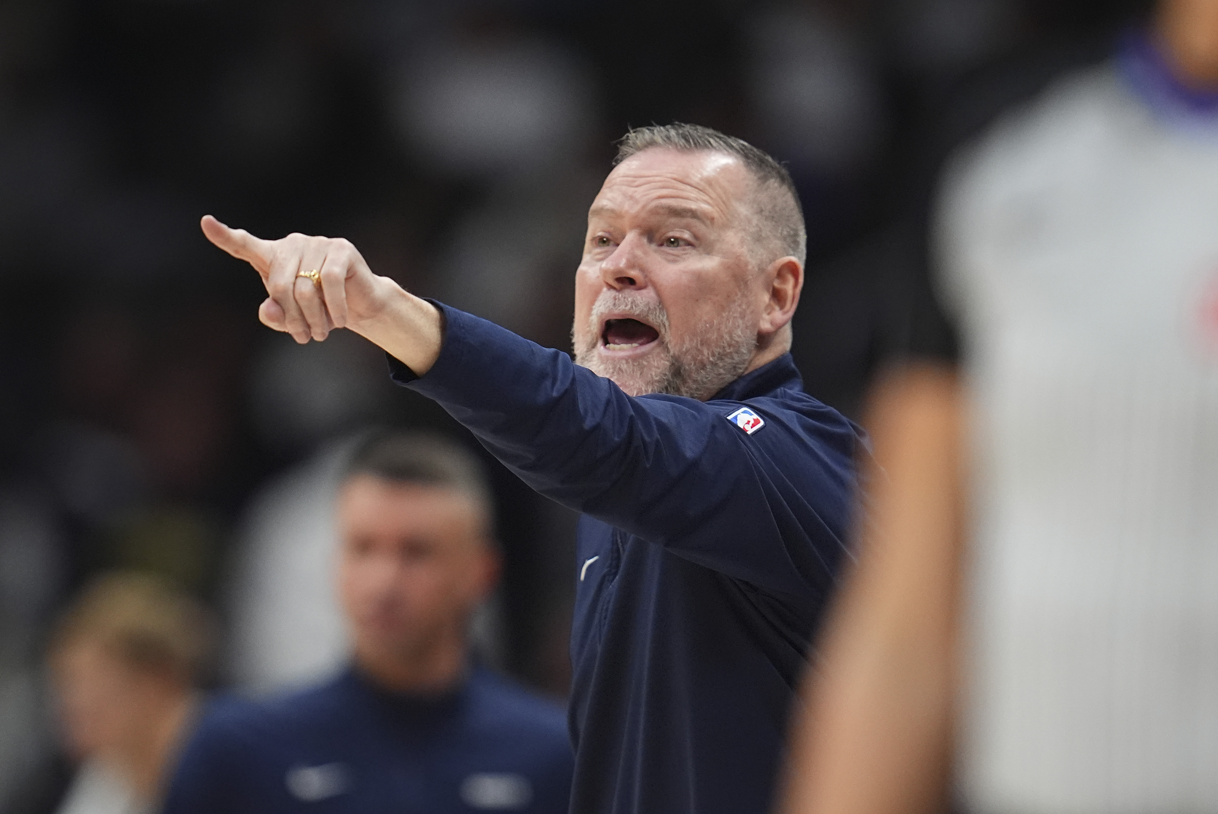 Denver Nuggets head coach Michael Malone () in the second half of an NBA basketball game Friday, Nov. 8, 2024, in Denver. (AP Photo/David Zalubowski) (David Zalubowski)