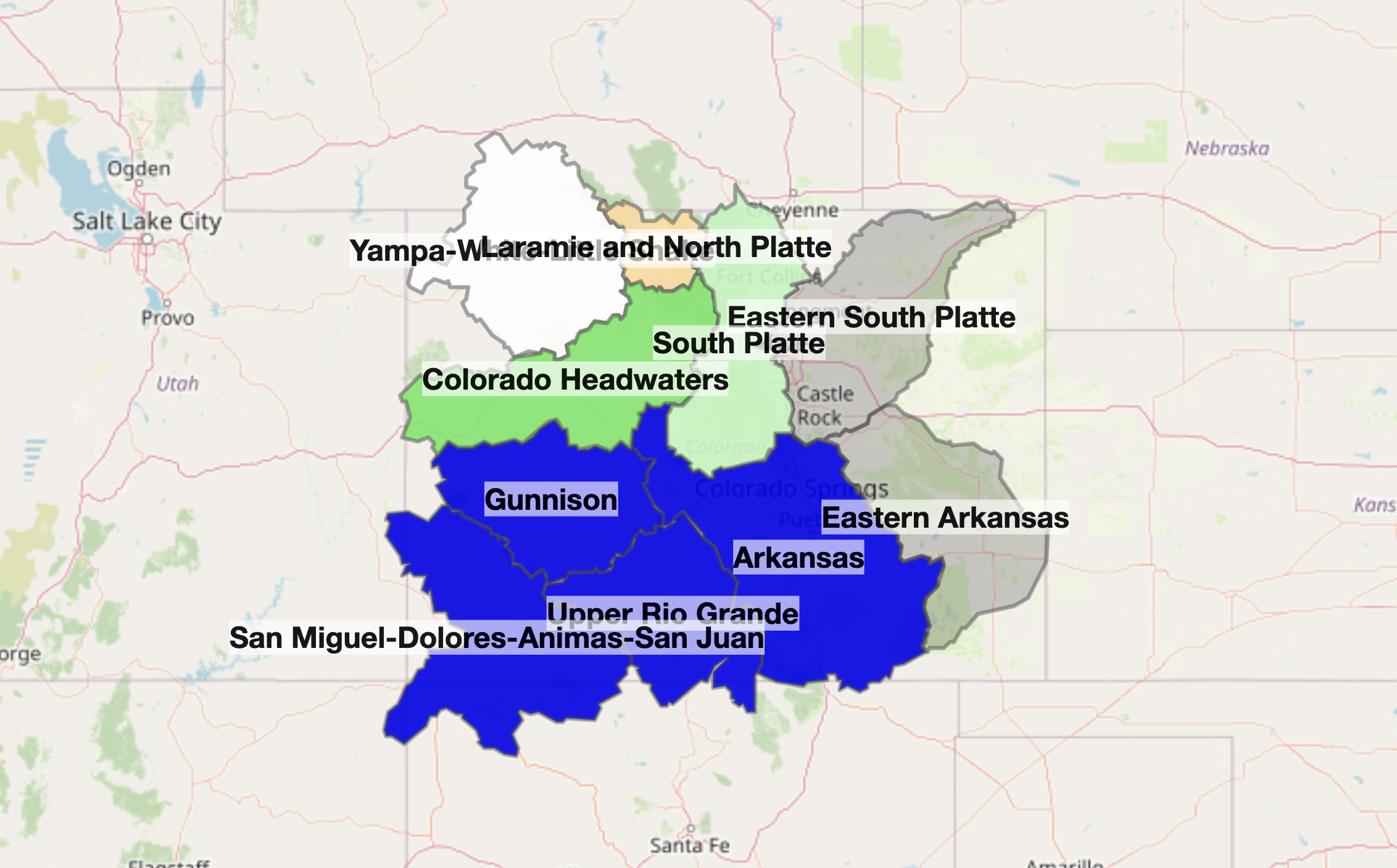 Here's a look at where Colorado's river basins are located. Map: USDA.