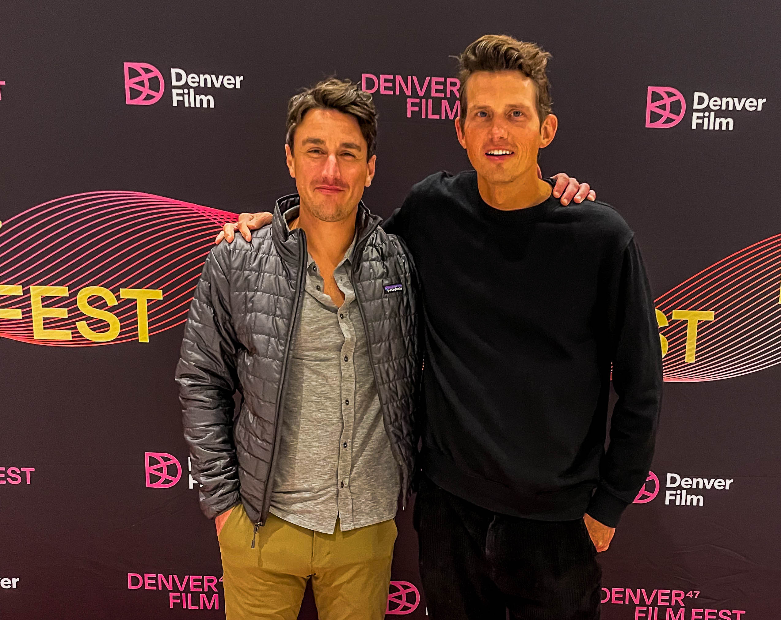 Joe DeBoer, left, and Kyle McConaghy spoke with audiences after a Denver Film Festival screening of their film 