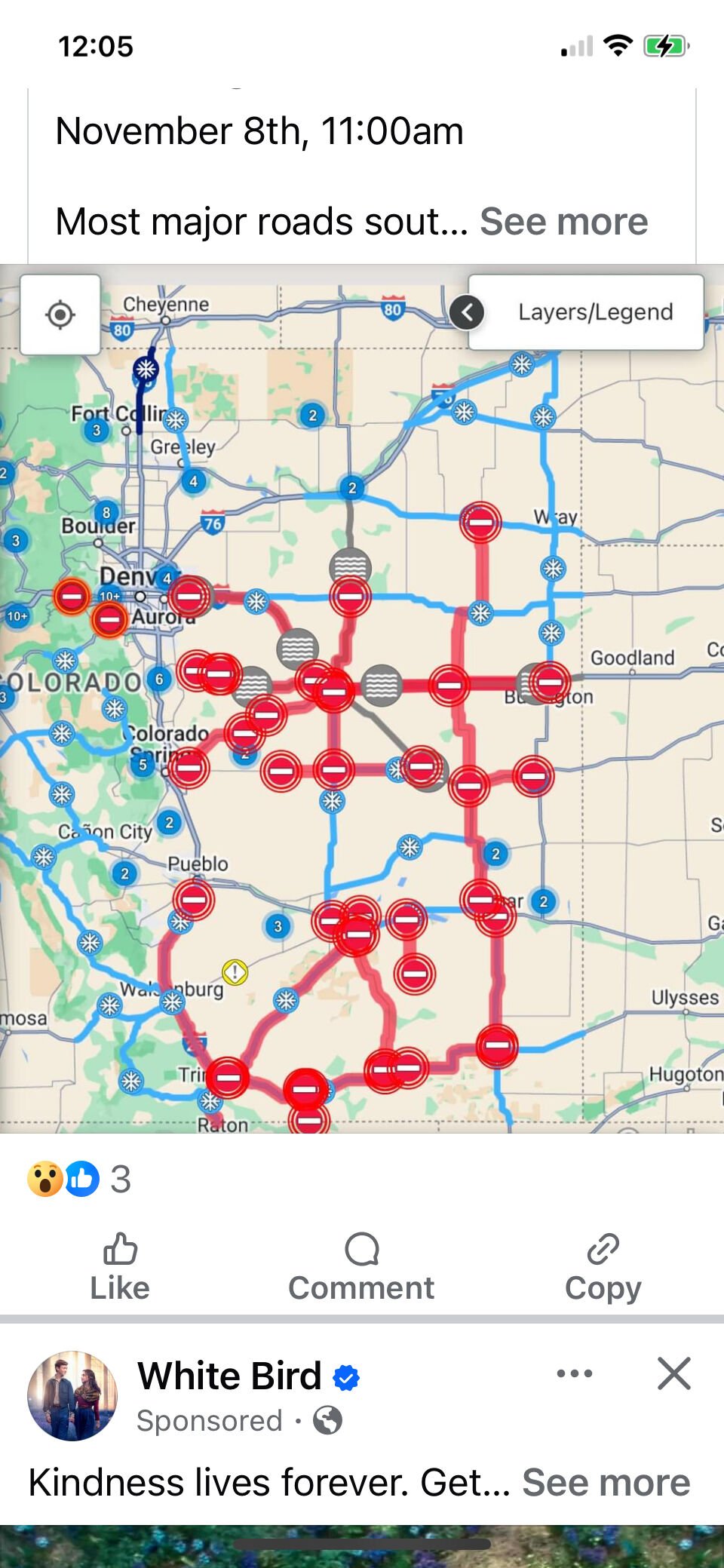 Road Closure Map Friday (Courtesy of CDOT)