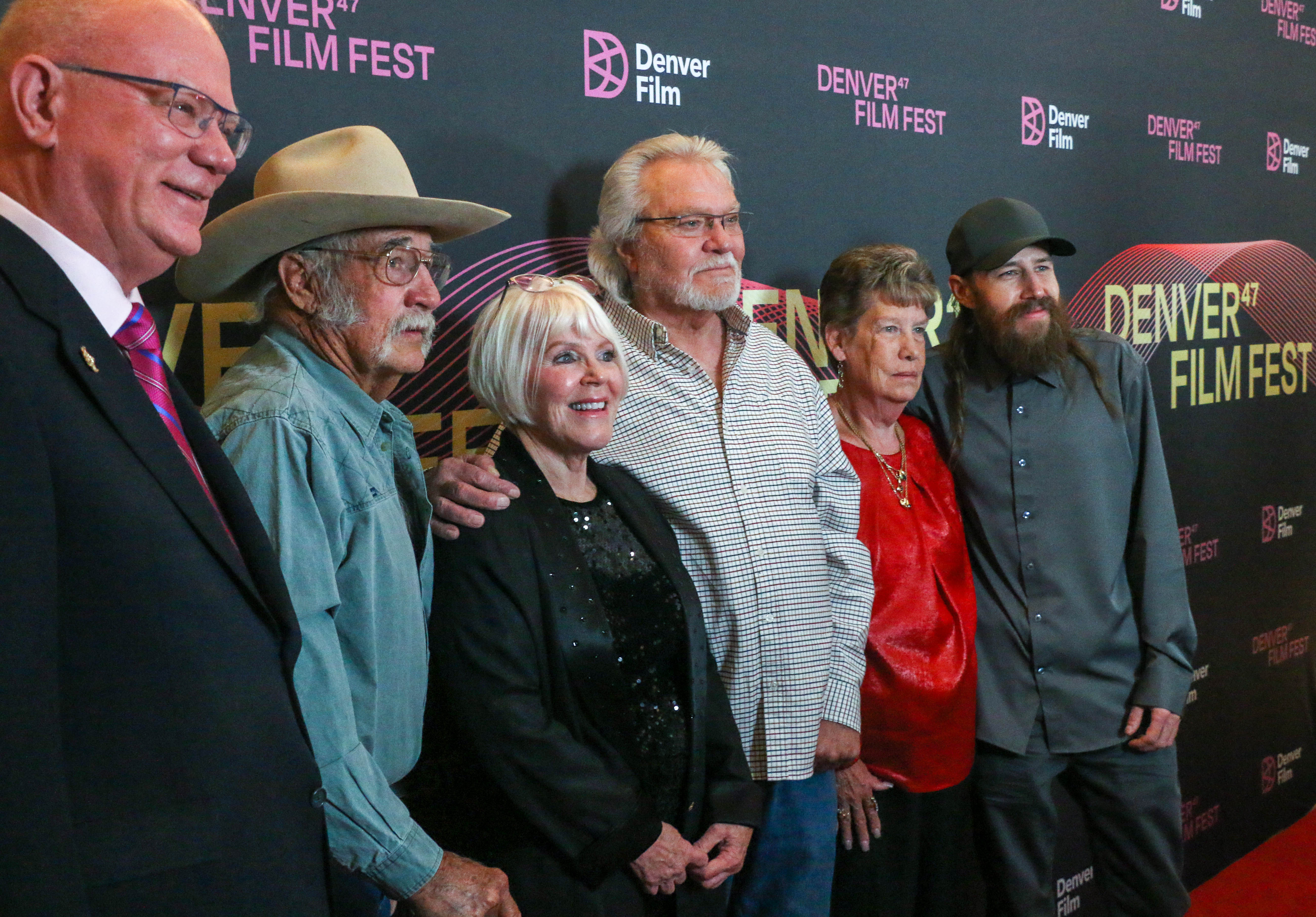 Director Jeff Gipe, right, with five subjects interviewed in his new Rocky Flats documentary, 