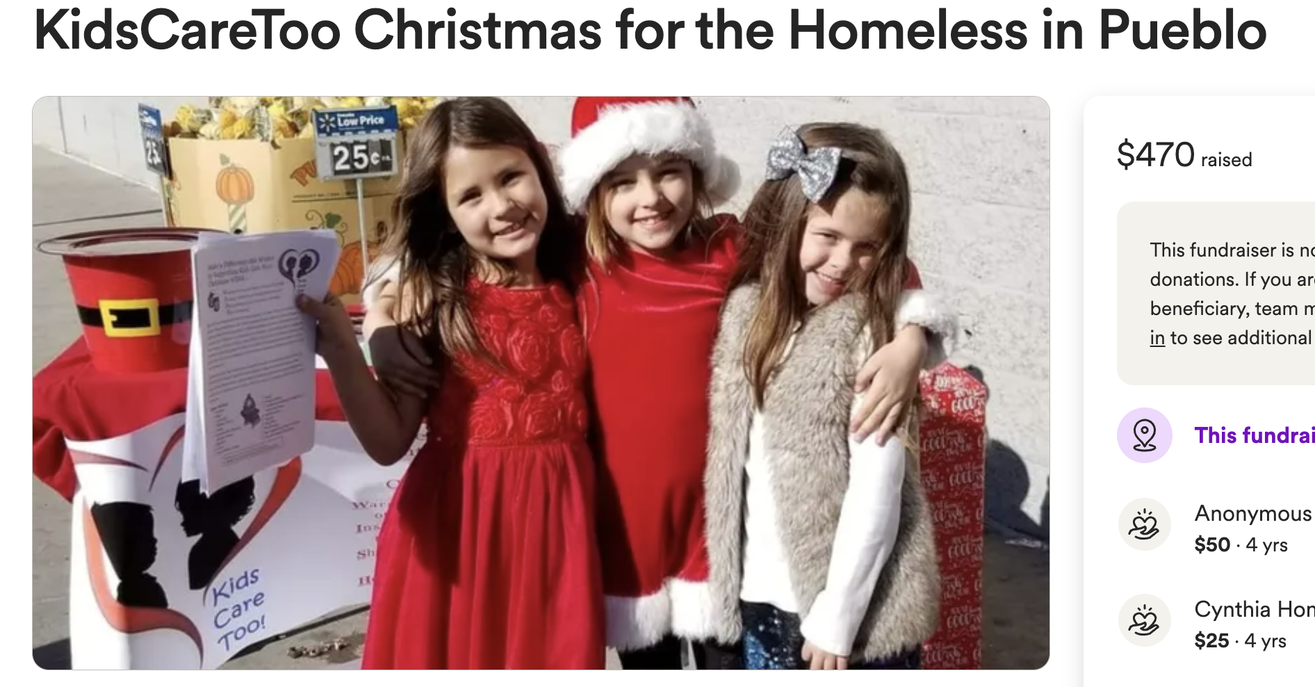 Ashley Scott has been raising money for the homeless since she was small. She's seen here, second from left, in a 2020 GoFundMe for homeless in Pueblo. (From Pueblo Kids Care Too GoFundMe)