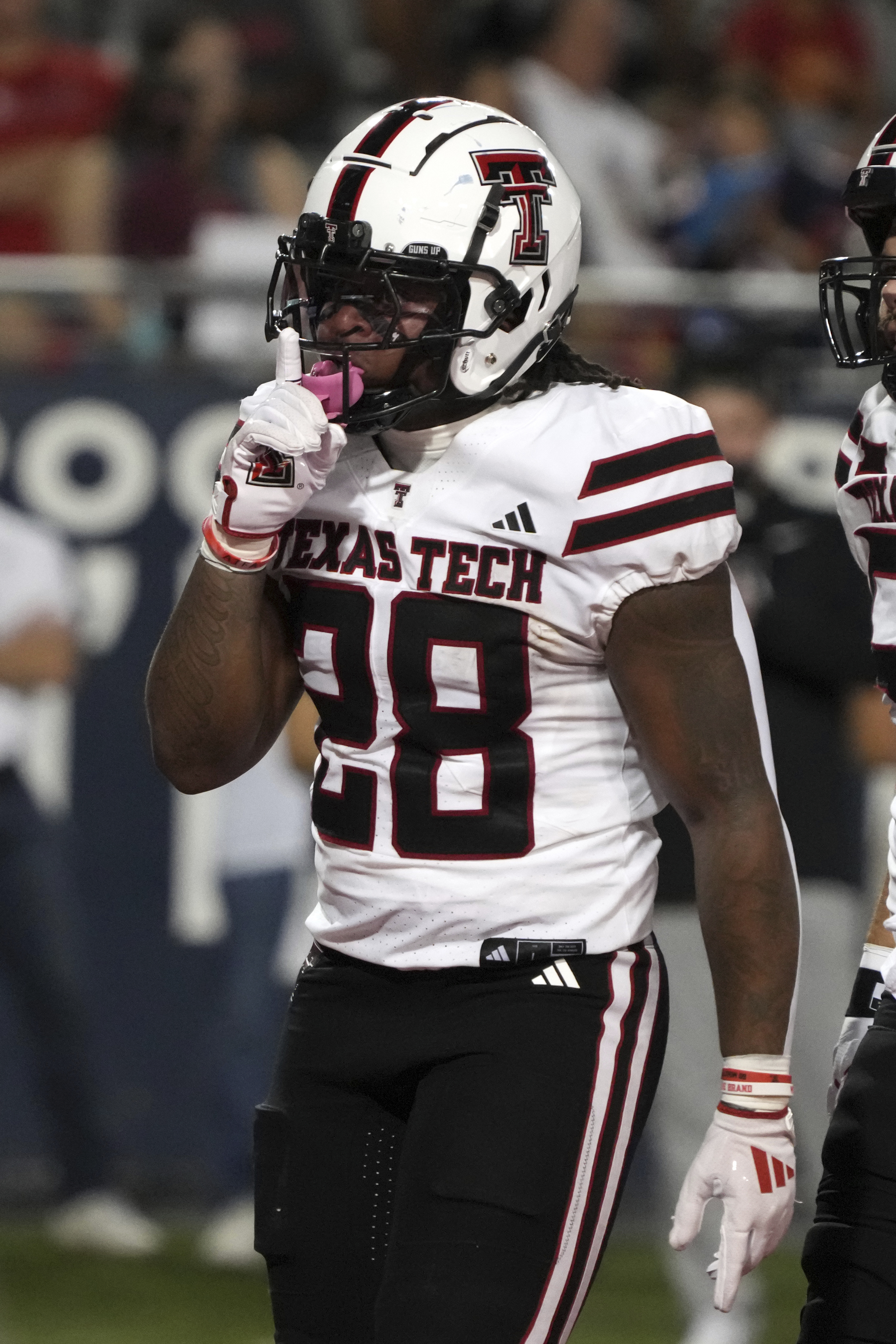 Texas Tech running back Tahj Brooks (28) during an NCAA football game against Arizona on Saturday, Oct. 5, 2024, in Tucson, Ariz. (AP Photo/Rick Scuteri) (Rick Scuteri)