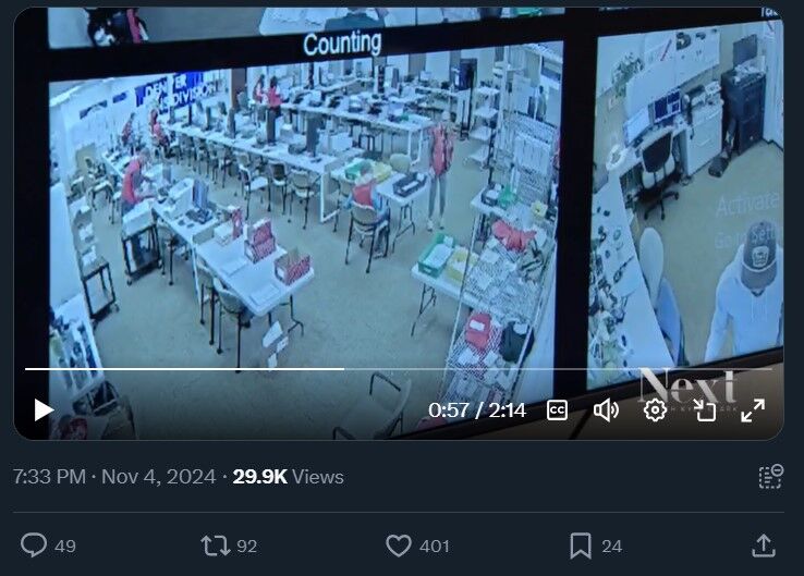 A counting room where election staff count election ballots, as seen from this 9News' X account screen grab. (Credit, 9NEWS)
