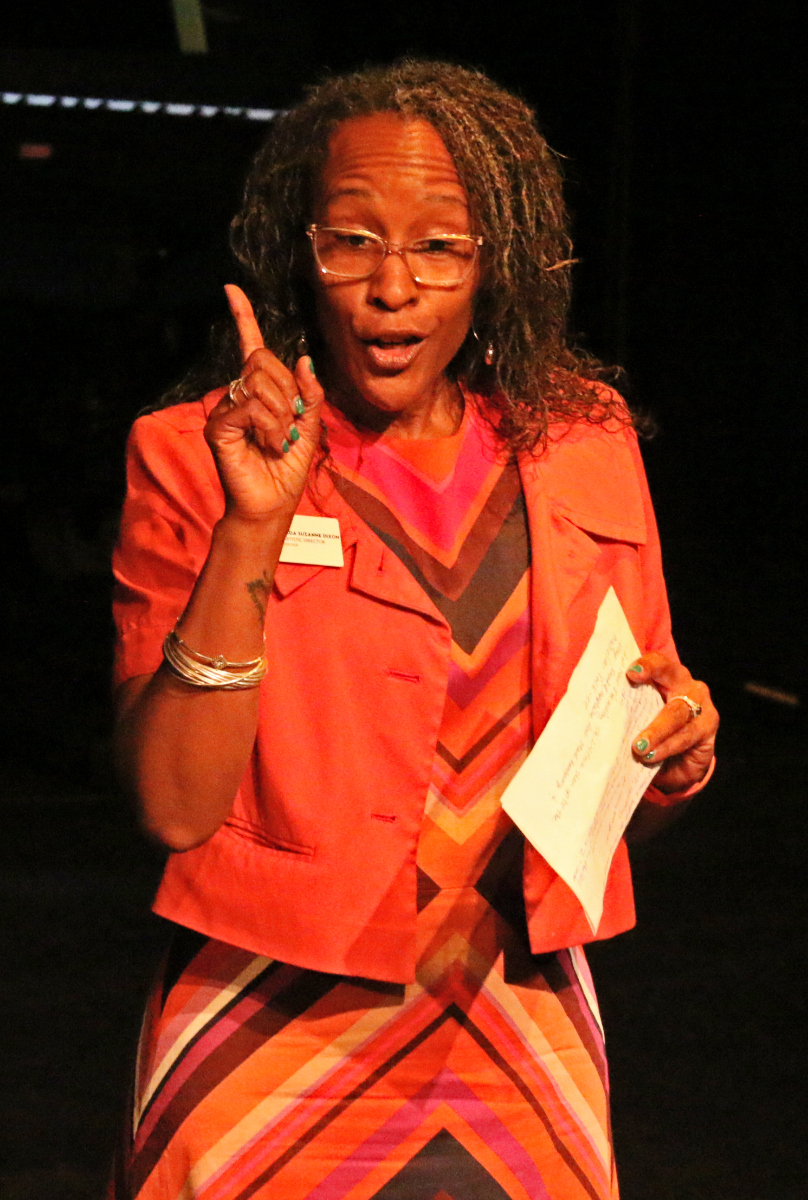 Artistic Director Jada Dixon welcomes the audience to Curious Theatre's first The 24-hour Plays festival at the Acoma Center (JOHN MOORE/DENVER GAZETTE)