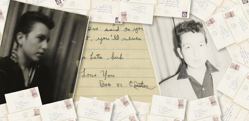 This September 2022 photo shows a personal collection of love letters written by Bob Dylan to his high school sweetheart in the late 1950s. (Nikki Brickett/RR Auction/the Estate of Barbara Hewitt via AP file)