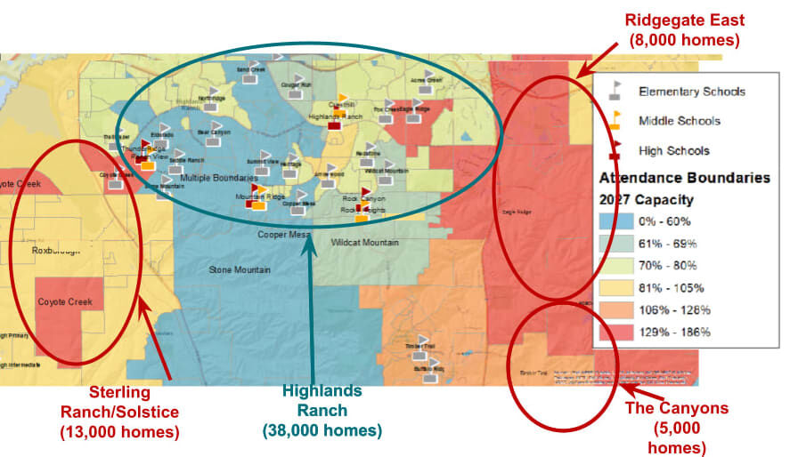 Chart showing capacity of Douglas County School District schools across the county. (Courtesy photo, Douglas County School District)