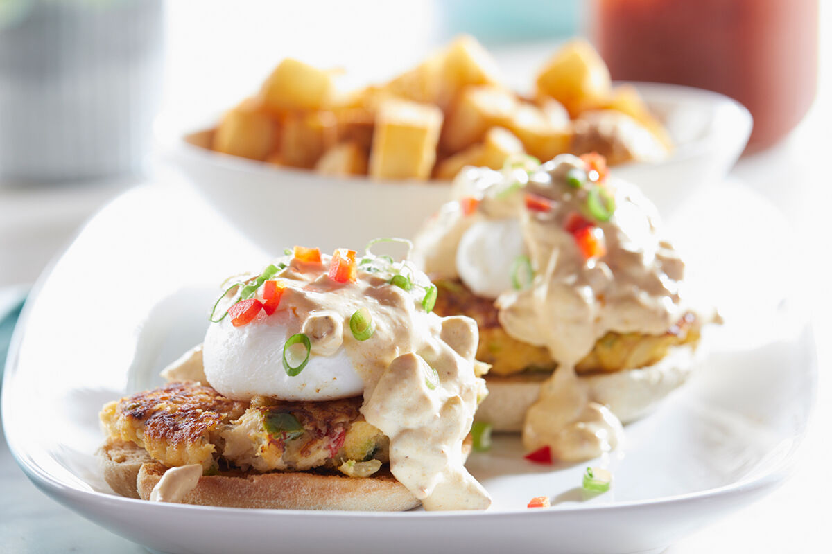 Another Broken Egg Cafe offering Crab Cake Benedict