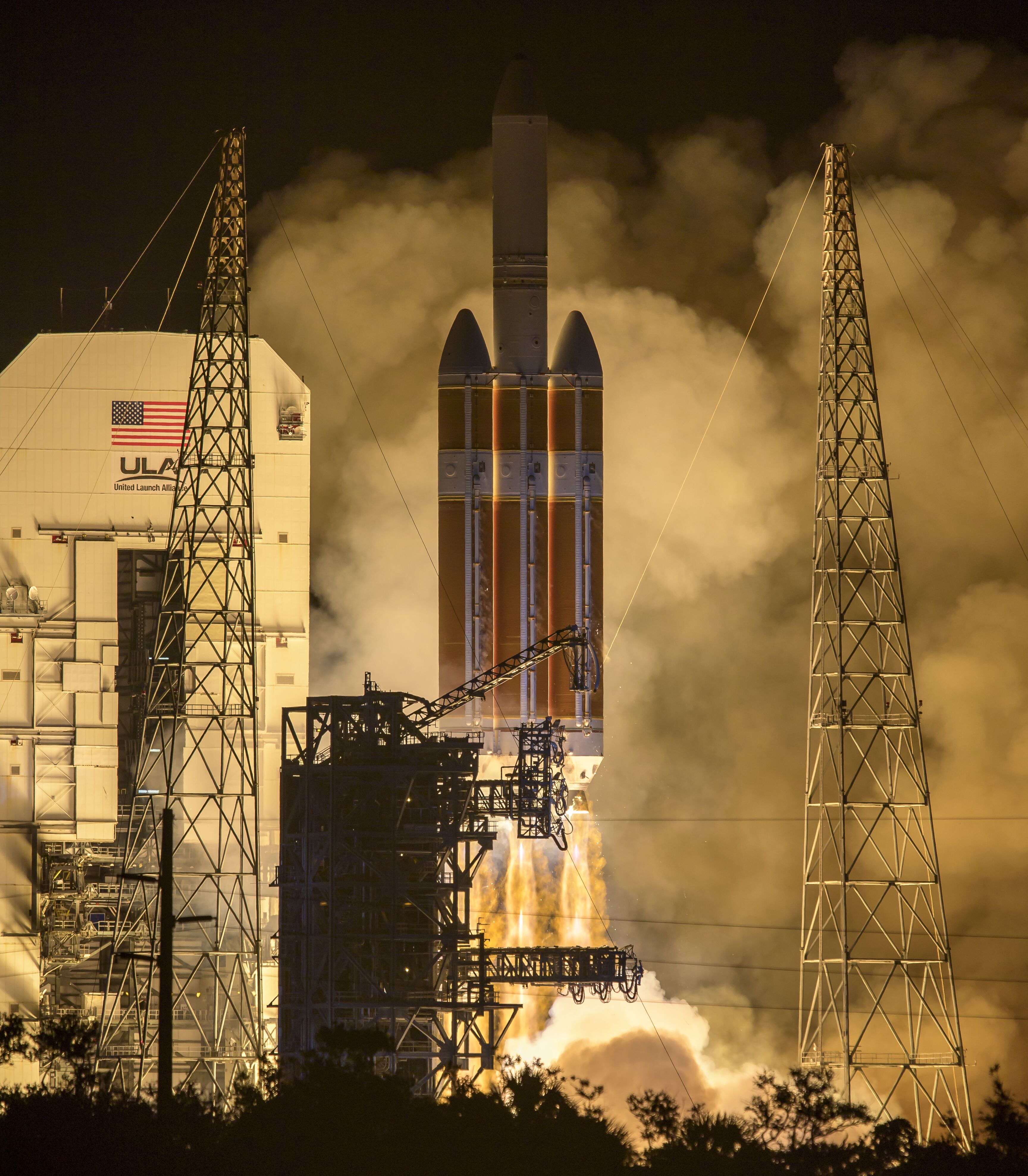 A Delta IV Heavy rocket launches the Parker Solar Probe into orbit. (Courtesy, NASA) (NASA)