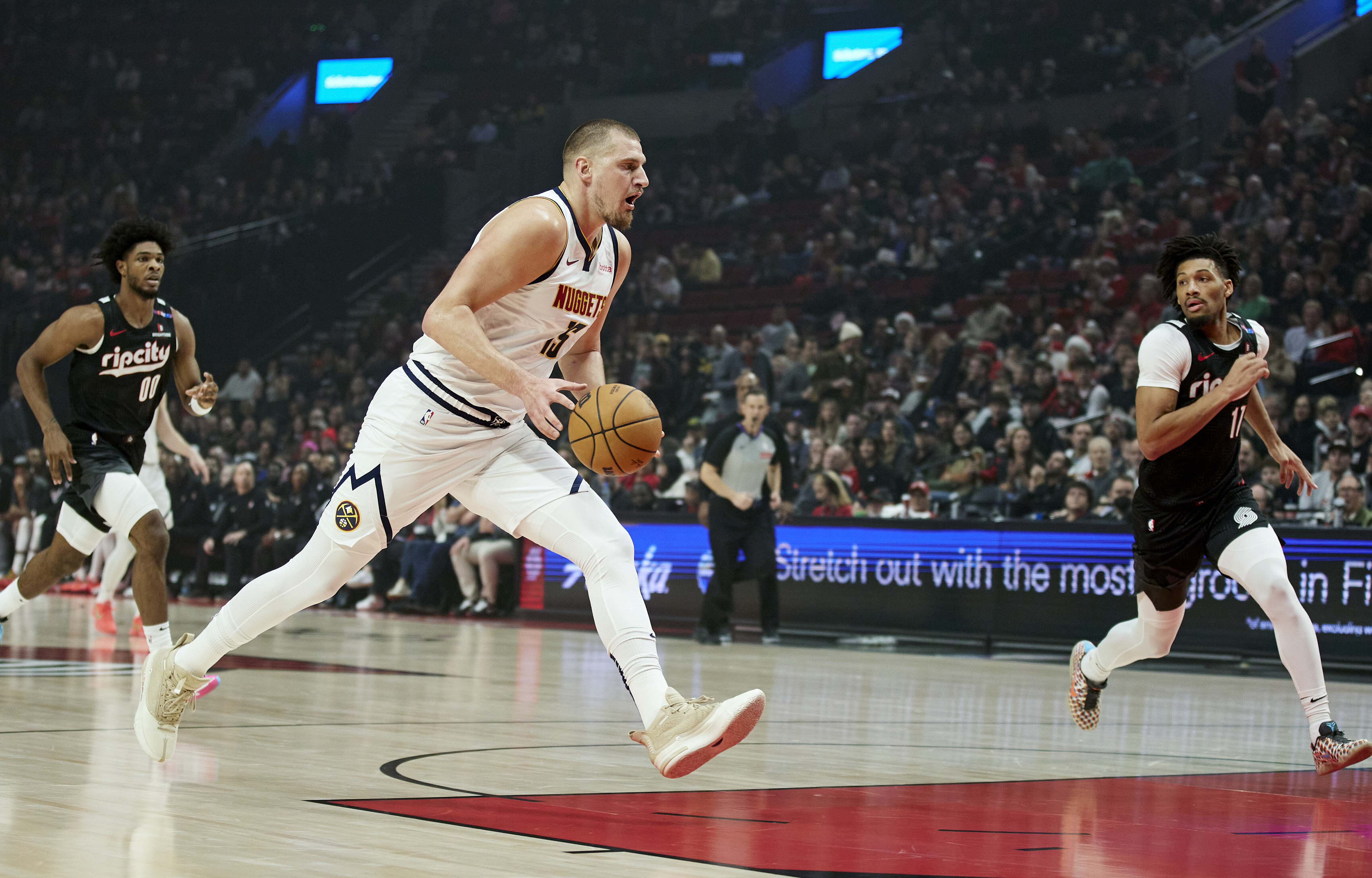 Denver Nuggets center Nikola Jokic, wearing the 