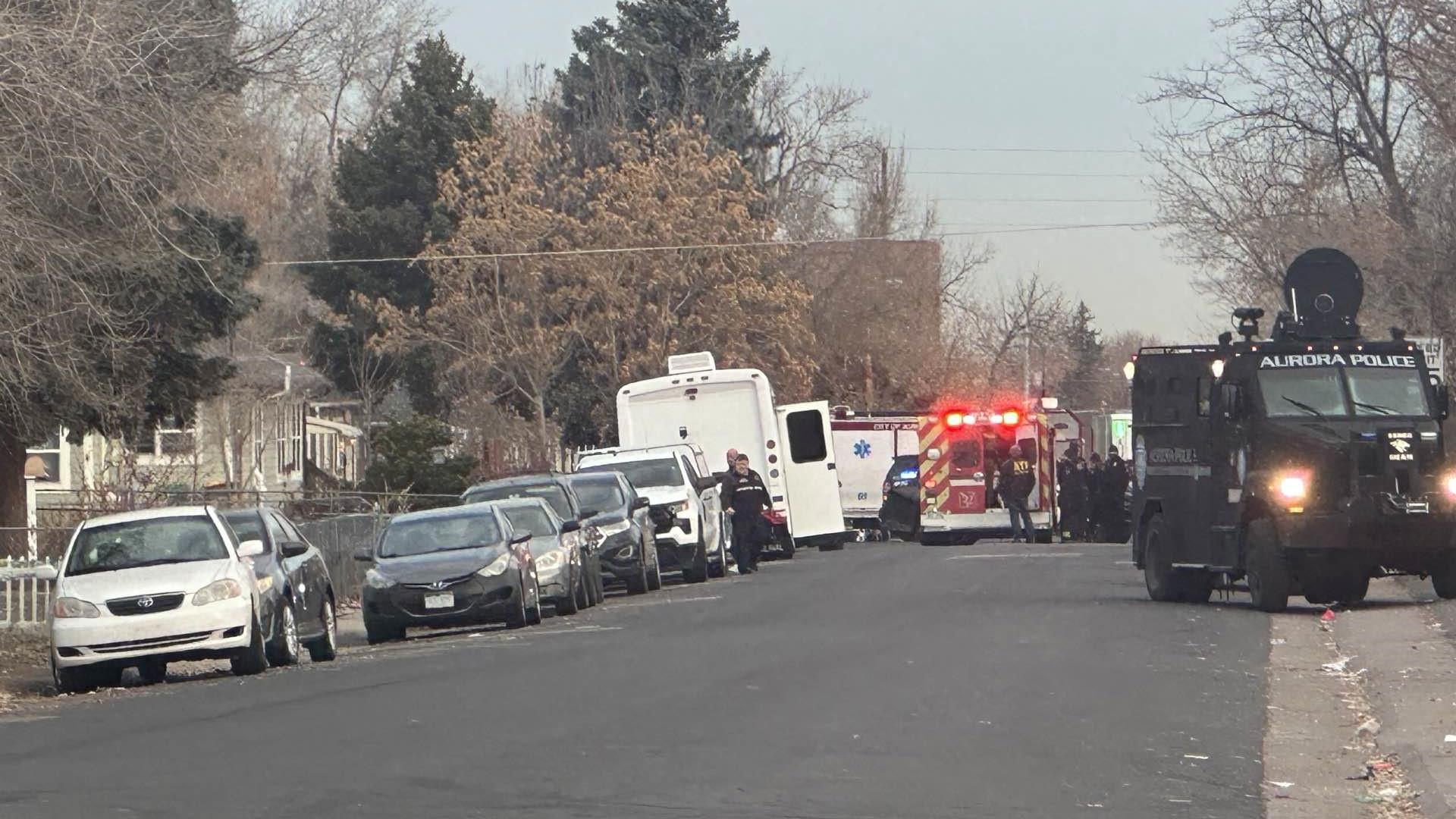 Aurora police respond to a home invasion in Aurora, Colorado Tuesday, Dec. 17, 2024. (Credit, 9News)