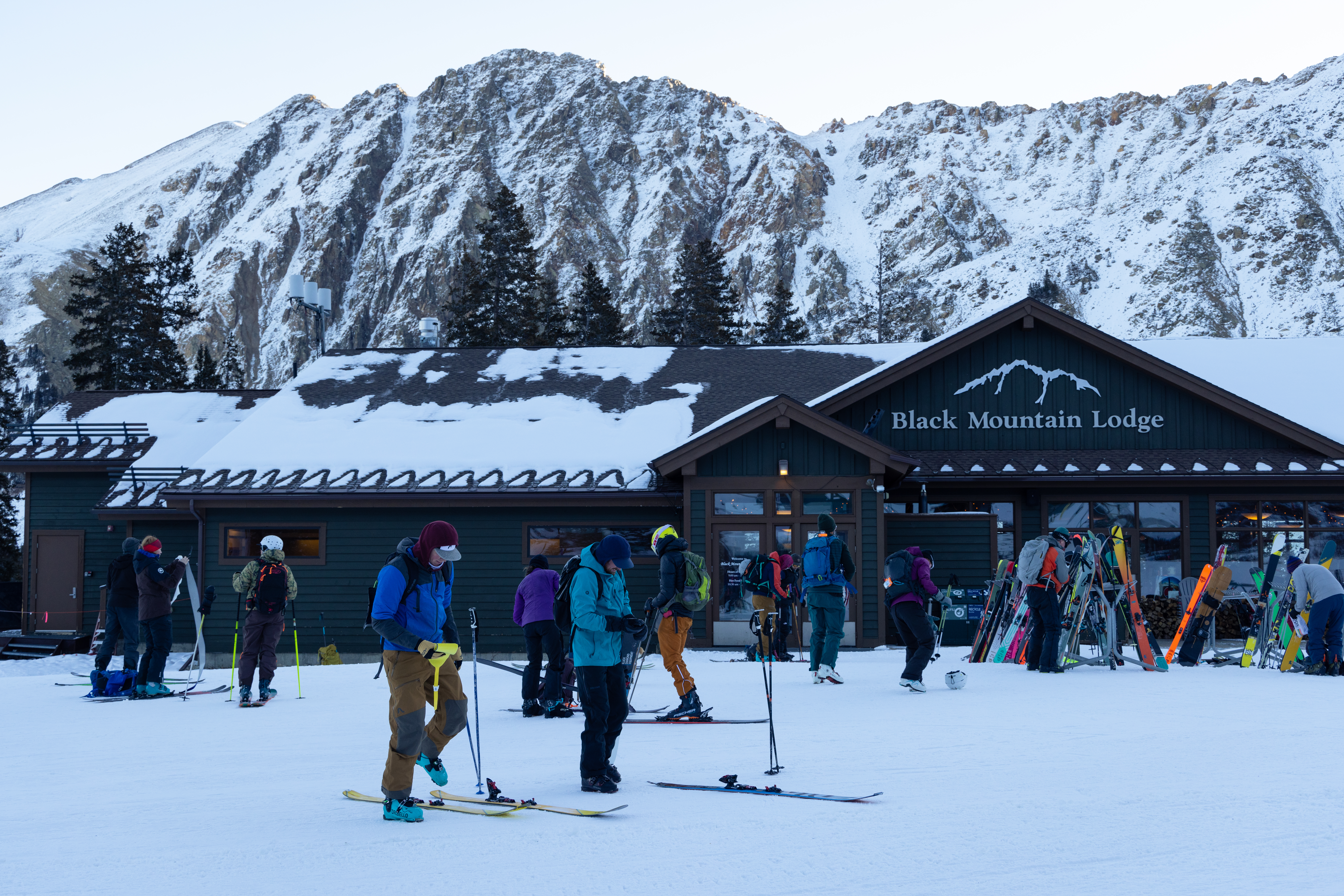 Uphill skiers depart their gear for an Uphill & Chill Breakfast event at the Black Mountain Lodge Sunday, Nov. 10, 2024 at Arapahoe Basin Ski Area. (Courtesy photo, Lucas Herbert, Arapahoe Basin Ski Area)