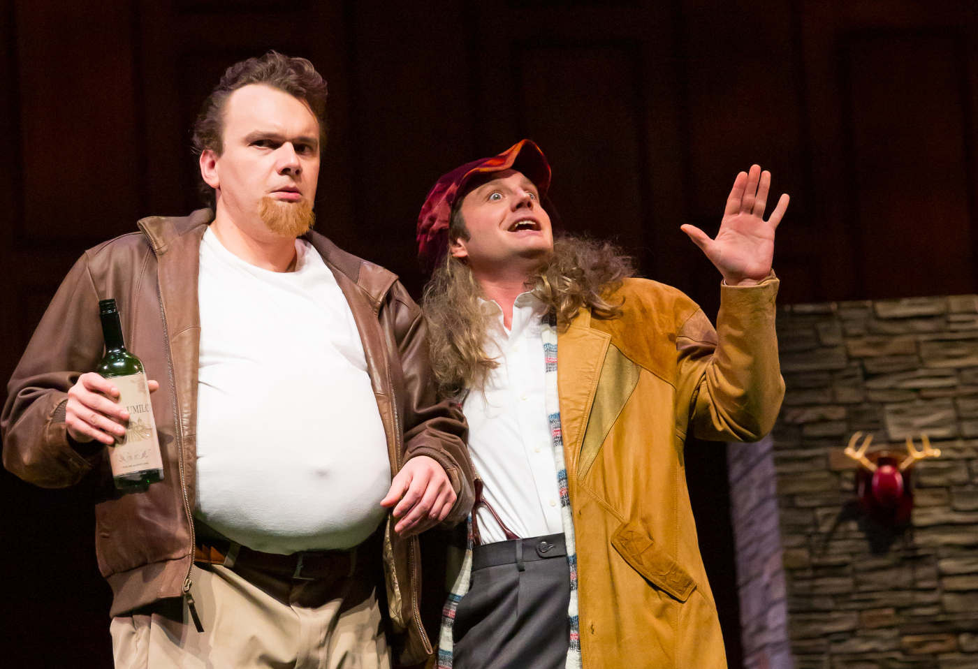 Jacob Dresch, left, as Falstaff and Sean Scrutchins as Ford in the Colorado Shakespeare Festival's 2024 staging of