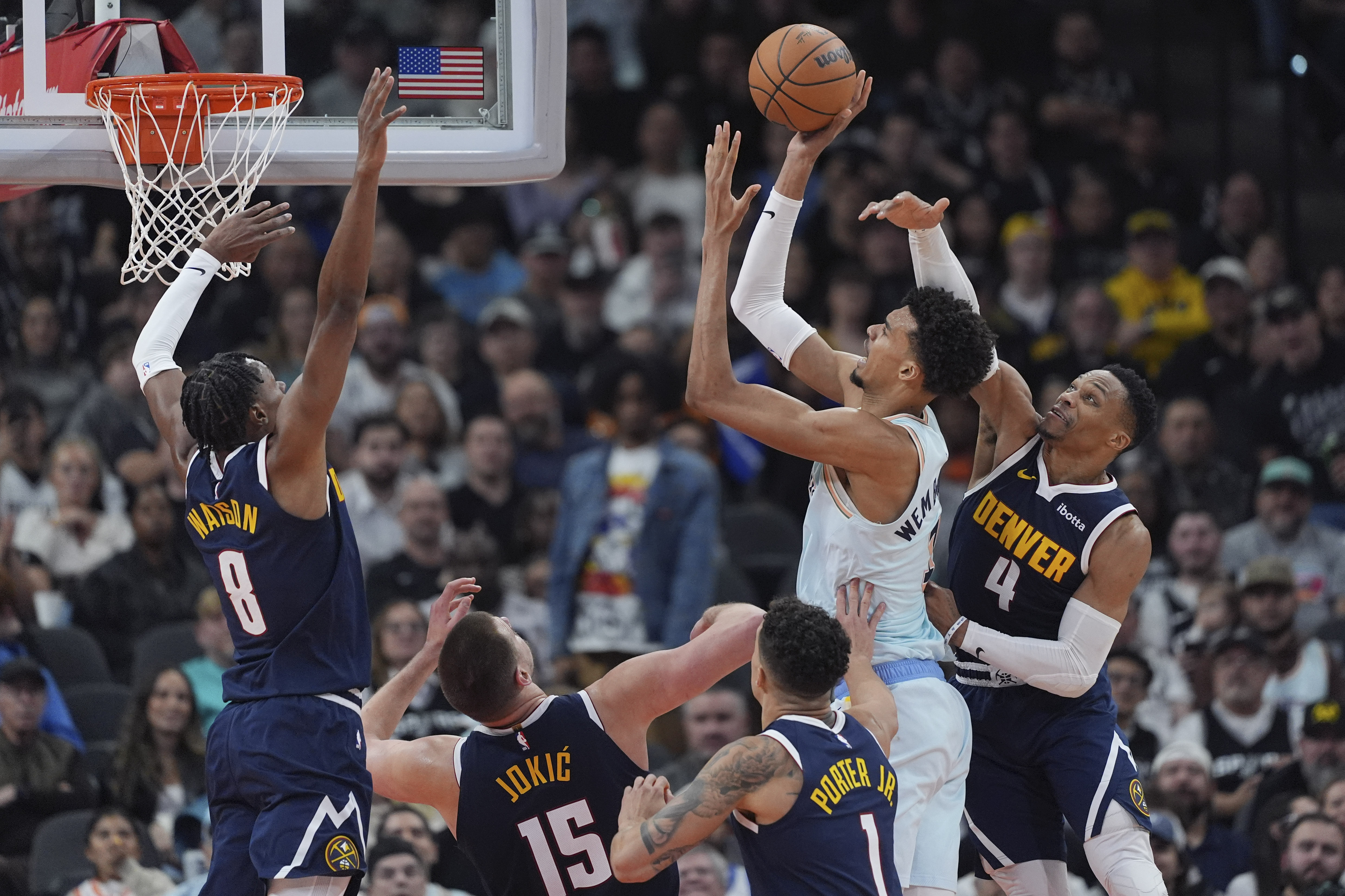 Peyton Watson steps up to help Denver Nuggets split weekend series with Victor Wembanyama’s San Antonio Spurs