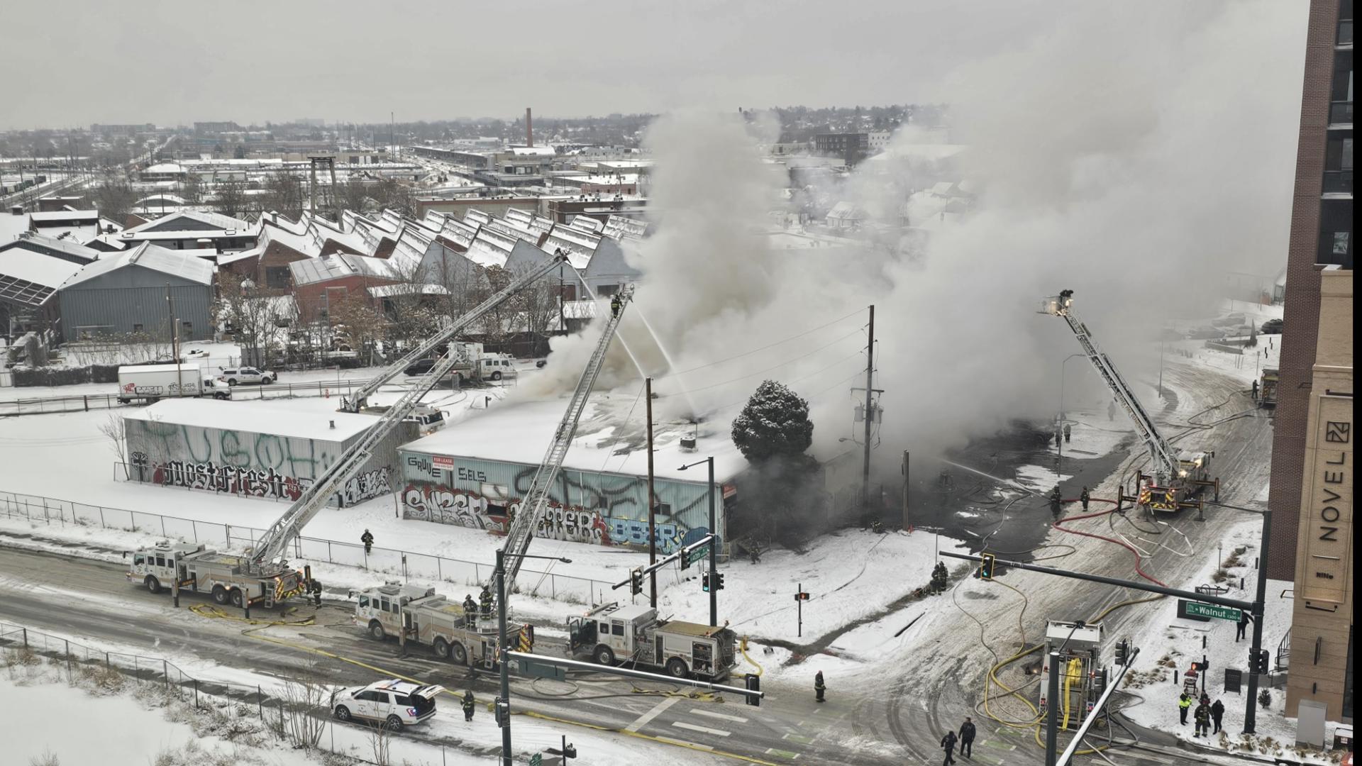 Warehouse fire injures Denver firefighter on Sunday morning