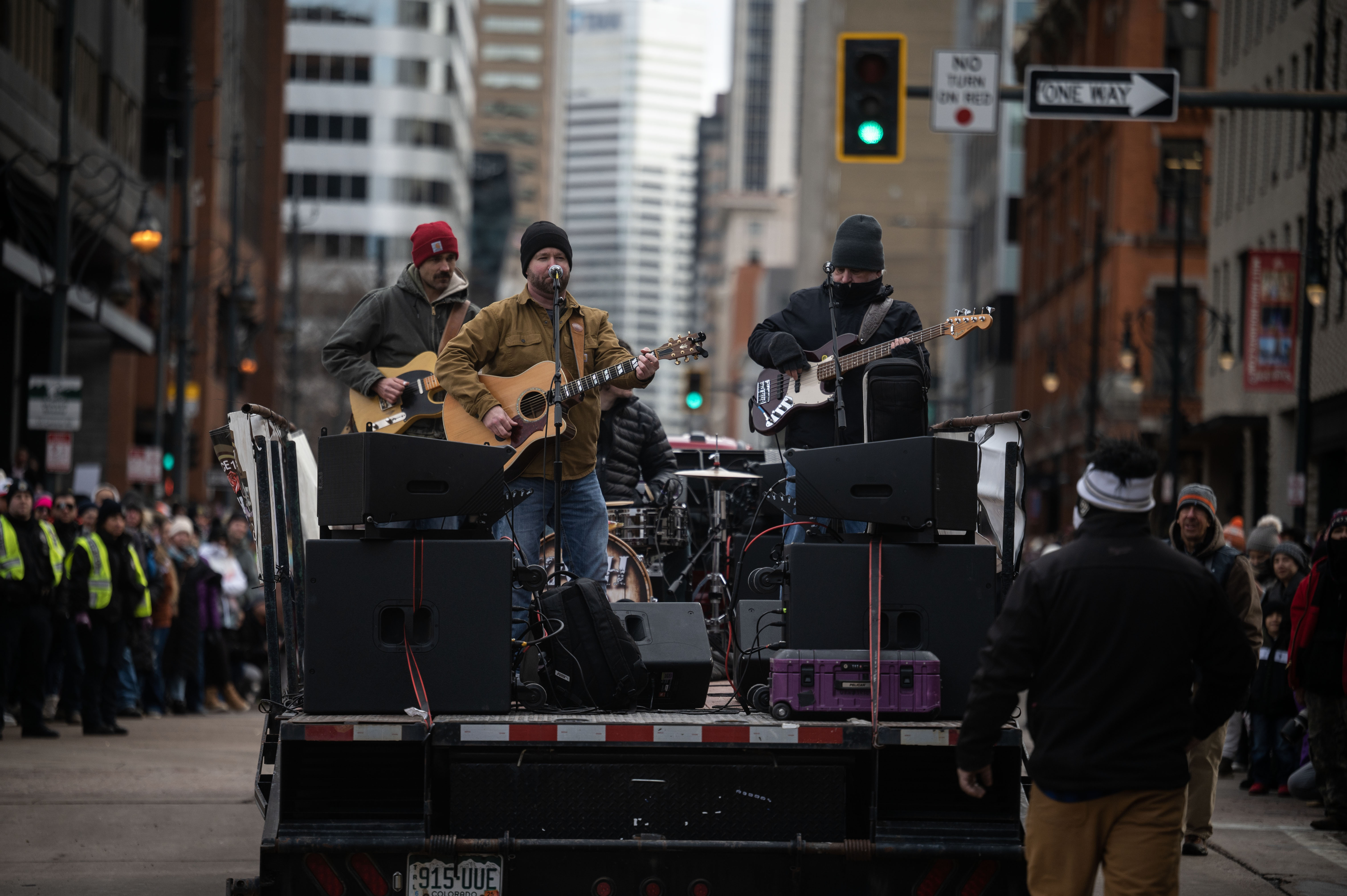 A band plays Johnny Cash on the Grizzly Rose float during the National Western Stock Show opening day Parade down 17th street in Denver on Thursday, Jan. 9, 2025. (Stephen Swofford, Denver Gazette) (StephenSwoffordPhotographerstephen.swofford@gazette.comhttps://secure.gravatar.com/avatar/1ddcaf11c5d70eaa58546ddc4e038687?d=mm&r=g)