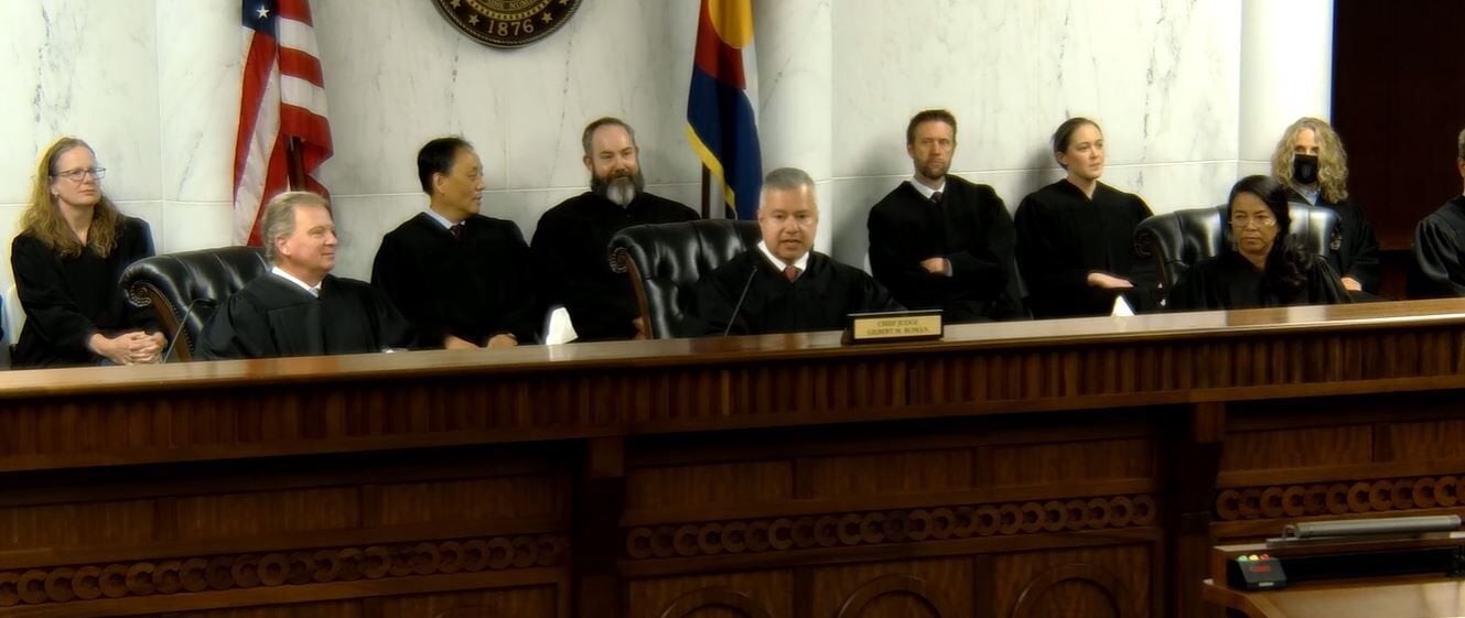 Members of Colorado's Court of Appeals gather at the ceremonial swearing-in of Judge Grant T. Sullivan on June 7, 2024.