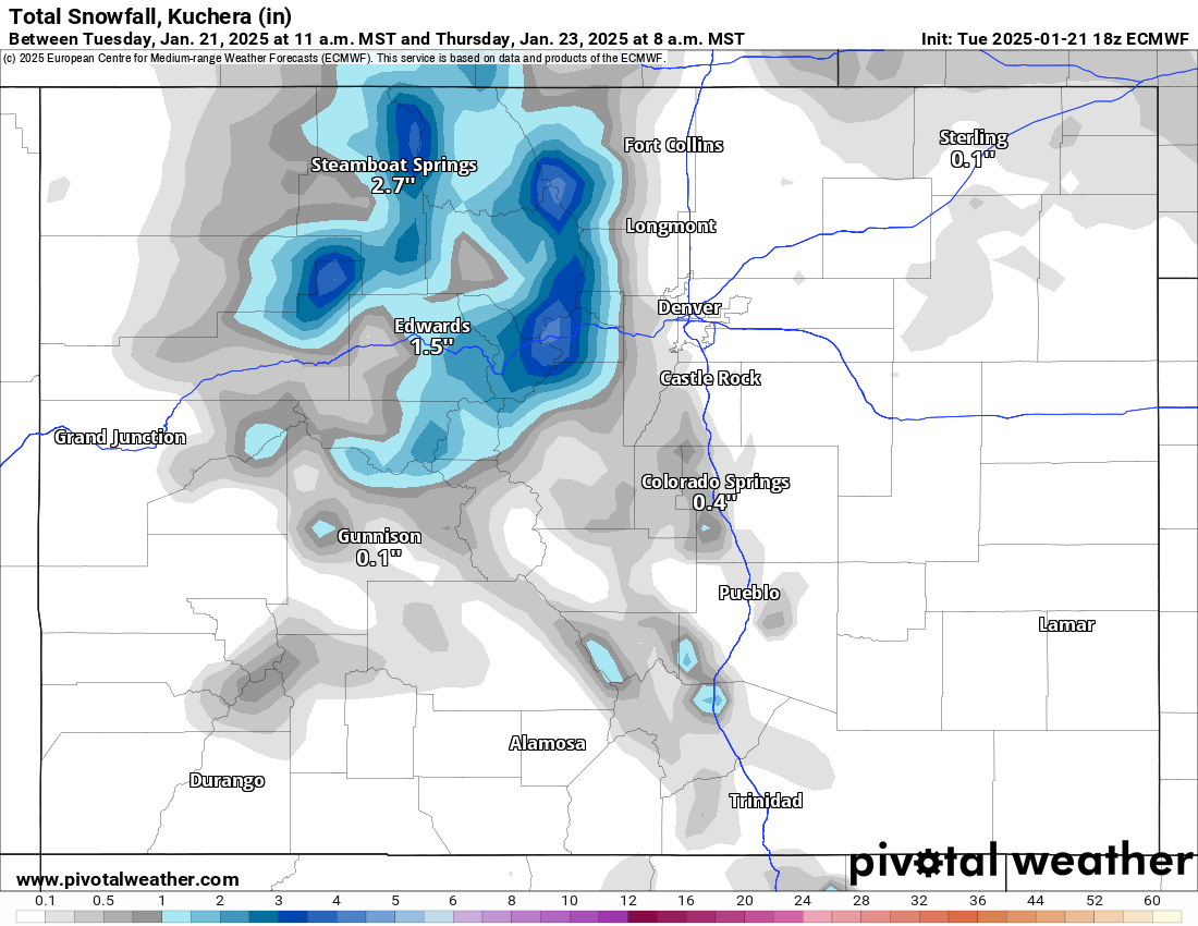 Next round of heavy snowfall (11-16 inches) for Colorado forecast for upcoming weekend