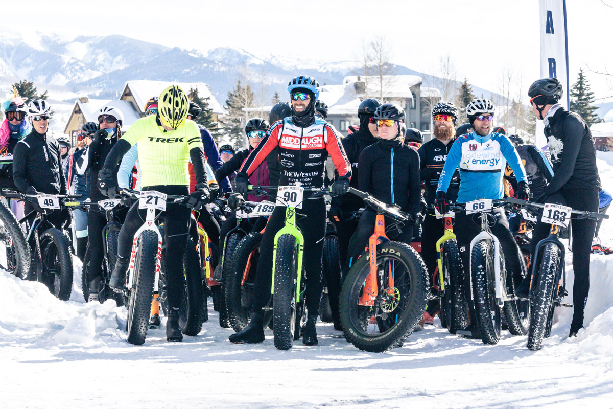 Fat bike riders wait for a fat bike race to start during the Fat Bikes Worlds in Crested Butte, Colorado. (Courtesy, Petar Dopchev)