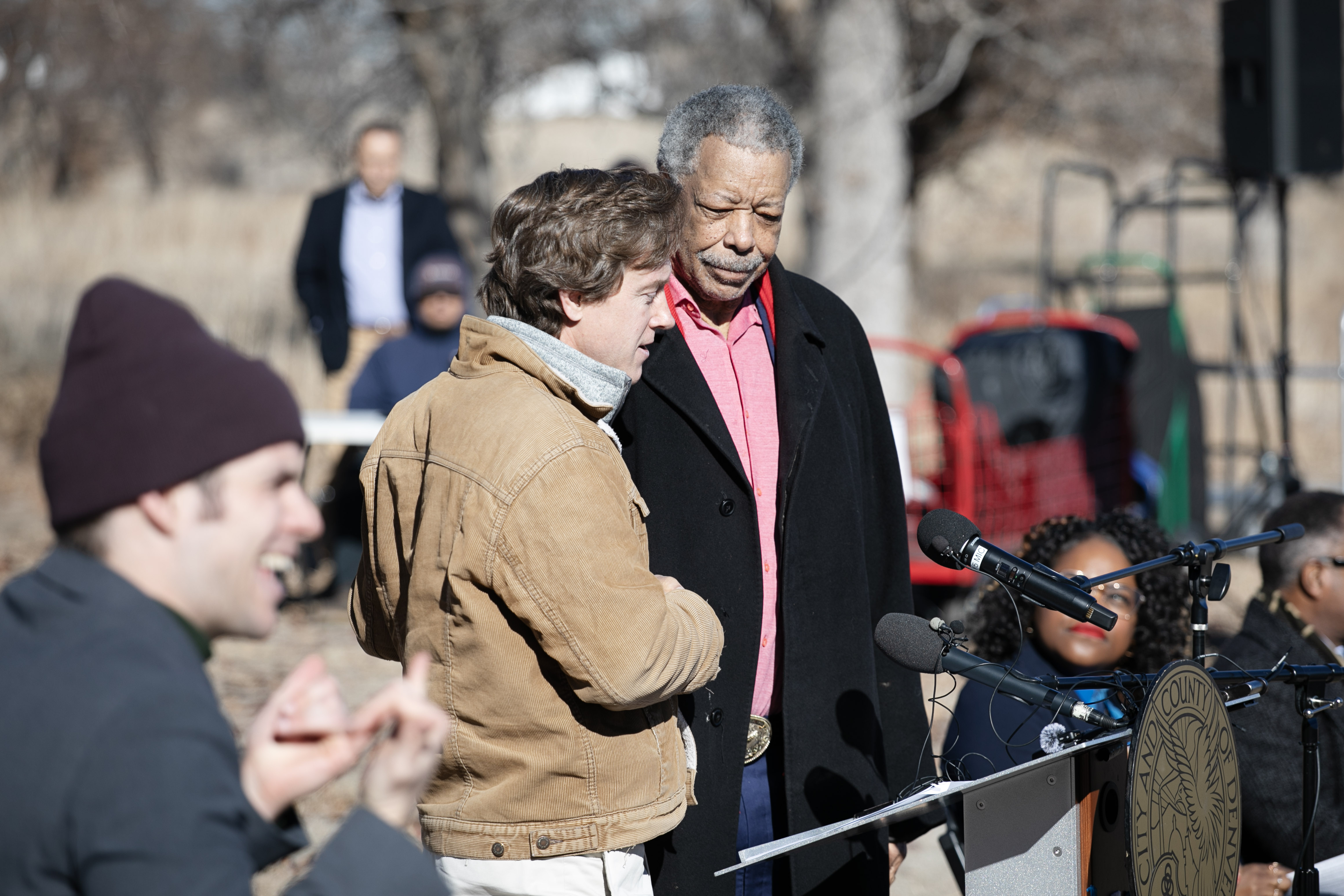 Denver Mayor Mike Johnston introduces former Mayor Wellington Webb, alongside other local leaders, while announcing the city was able to obtain the Park Hill Golf Course from its developer owner in a land swap at a press conference on Wednesday, Jan. 15, 2025. (TomHellauerMultimedia Producertom.hellauer@denvergazette.comhttps://denvergazette.com/content/tncms/avatars/f/9e/622/f9e6228a-3b6b-11ed-bf10-fbb71fa8e421.f54b911252c540f1d61709edc4727a39.png)