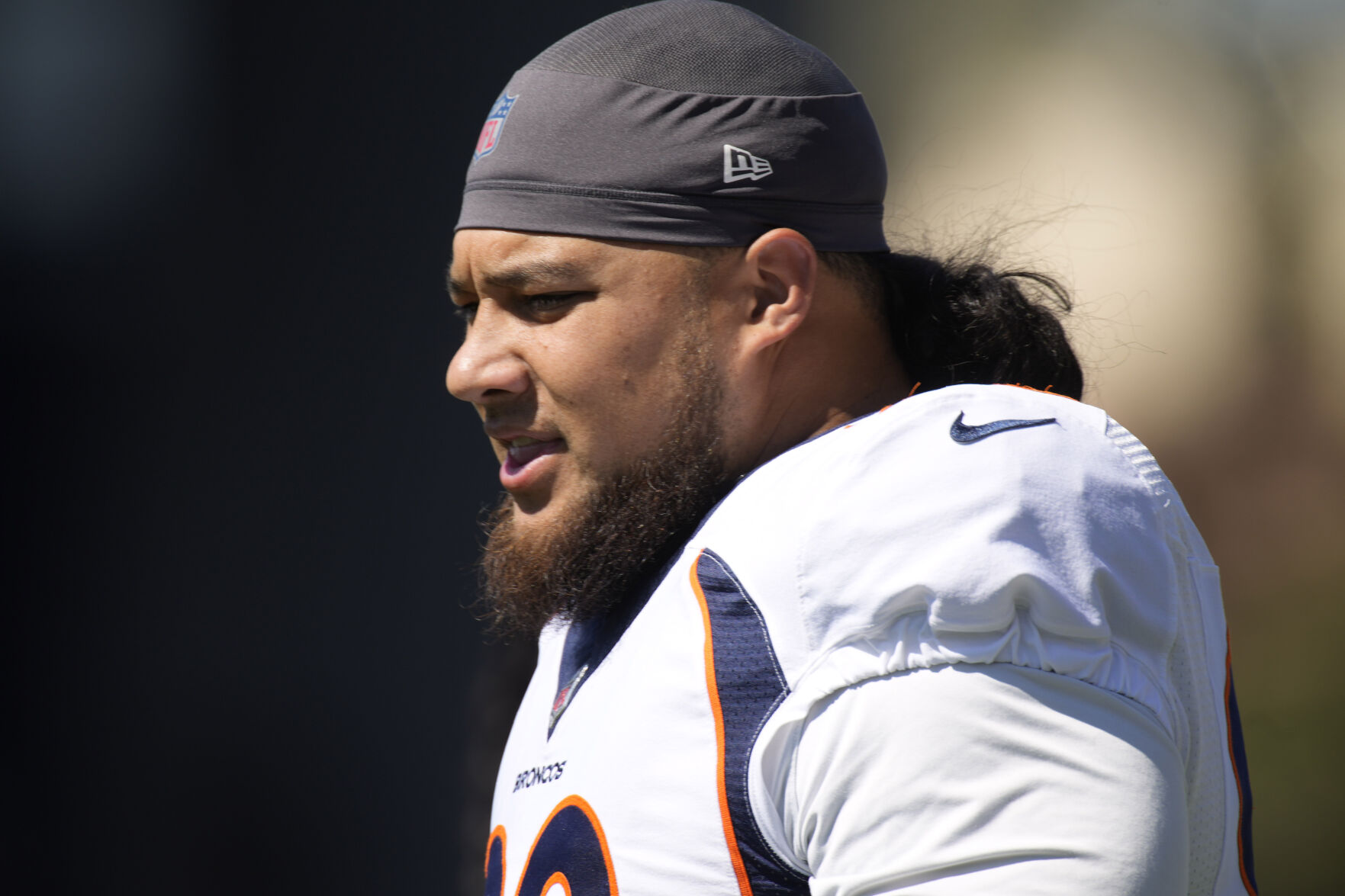 Broncos nose tackle Mike Purcell takes part in drills Sept. 16 in Englewood. (The Associated Press)