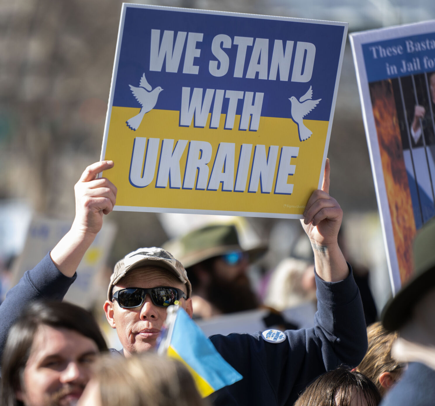 The crowd cheers in support of Ukraine during a Stand for Ukraine rally on steps of the Colorado State Capitol Sunday, Feb. 23, 2025, in Denver. The rally on the eve of the third anniversary of Russia's attack on Ukraine was organized by Ukrainians of Colorado. (The Gazette, Christian Murdock) (Christian Murdock, The Gazette)